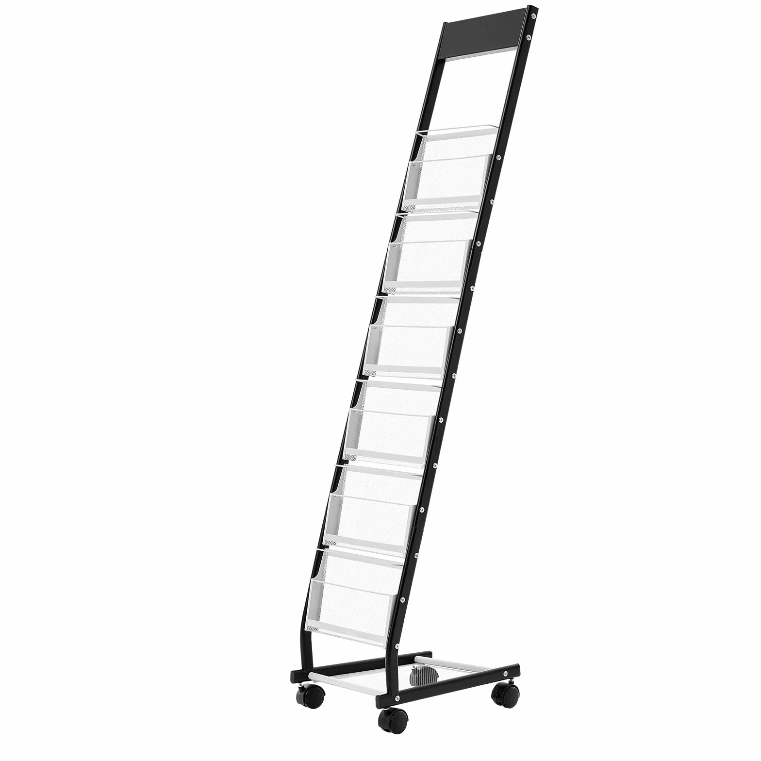 VEVOR Présentoir à brochures 6 niveaux, porte-brochures sur pied avec roulettes, porte-revue en métal mobile pour expositions