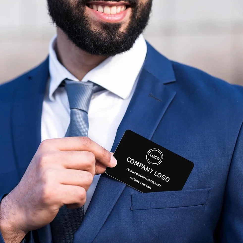 Cartes de Visite en Métal Noir 0,8 mm Aluminium Vierges
