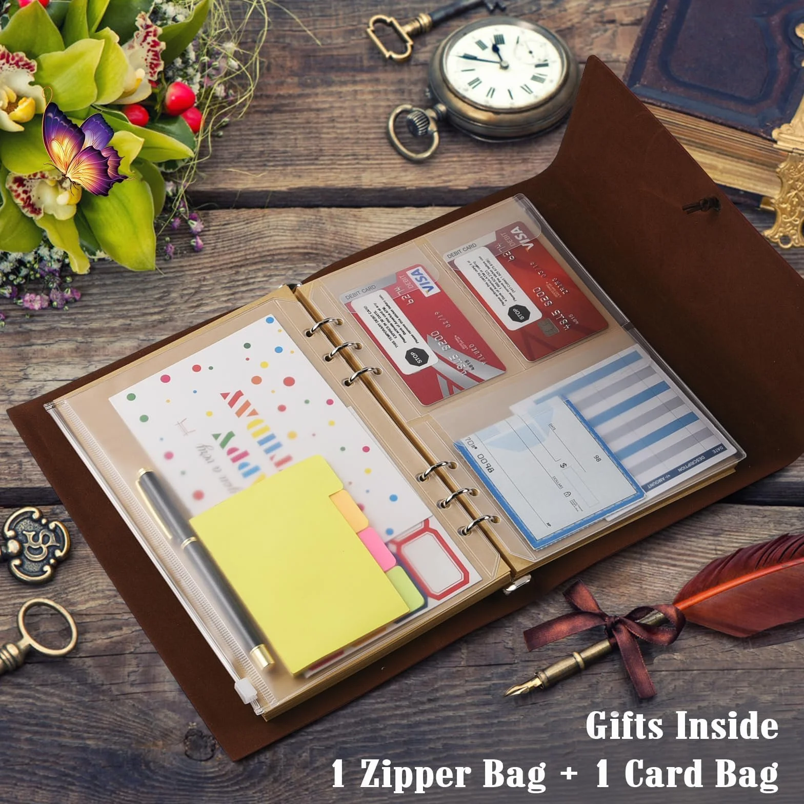 OMEYA Carnet de Notes Vintage Cuir A5 23,9 x 16,5 cm Rechargeable Brun