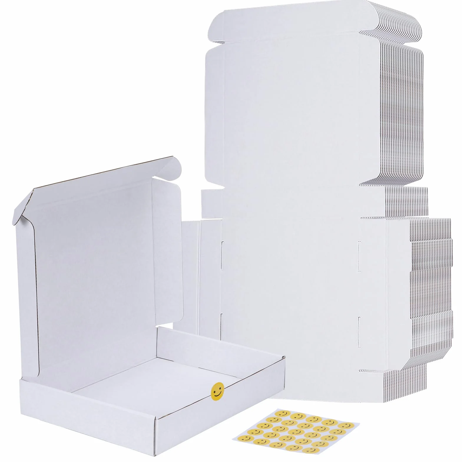 Carton Emballage Colis 30.5x22.9x5.1 cm 25 Boîtes Blanches d'Expédition avec Autocollants
