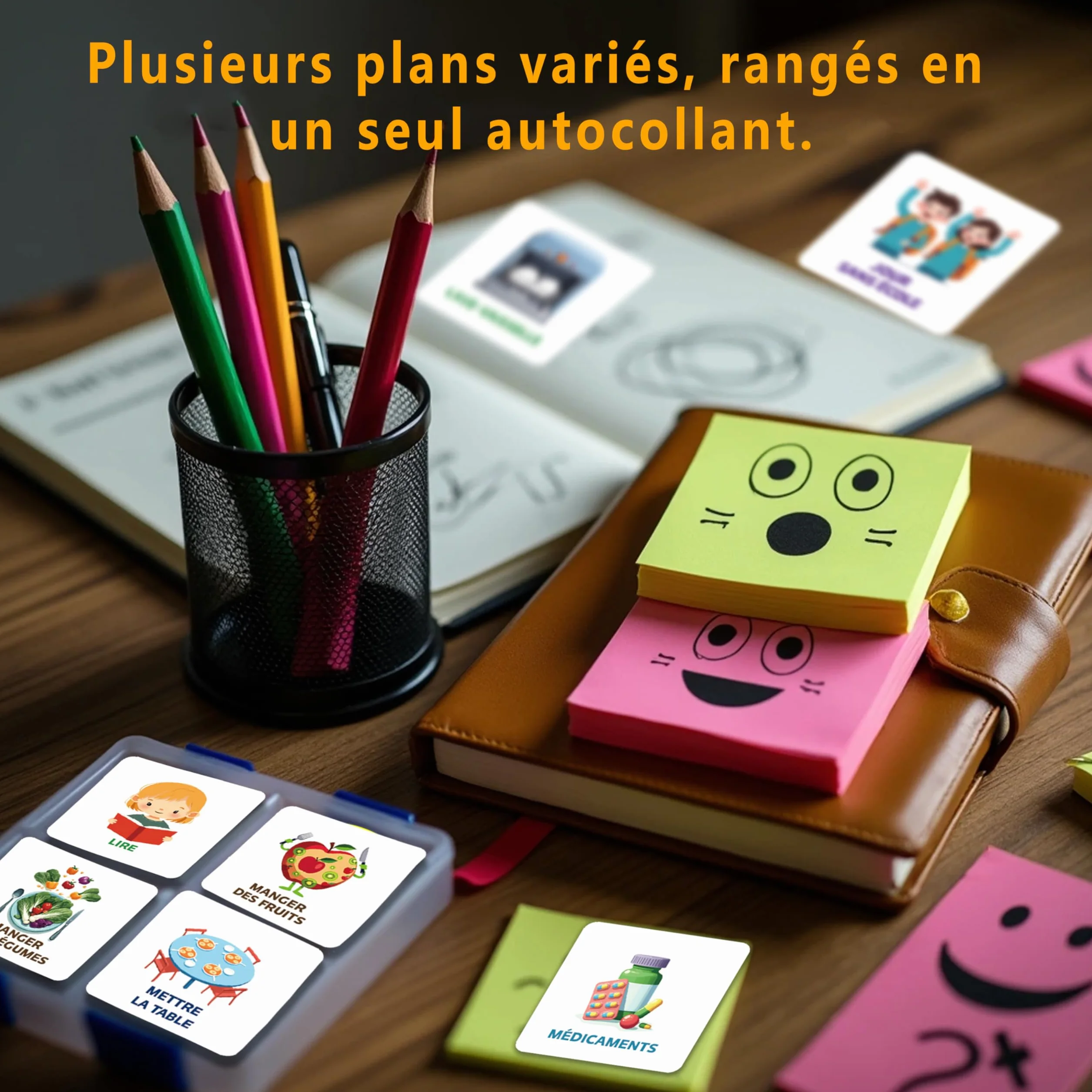 Agenda hebdomadaire magnétique 50 pièces pour enfants autisme - Calendrier éducatif avec pictogrammes