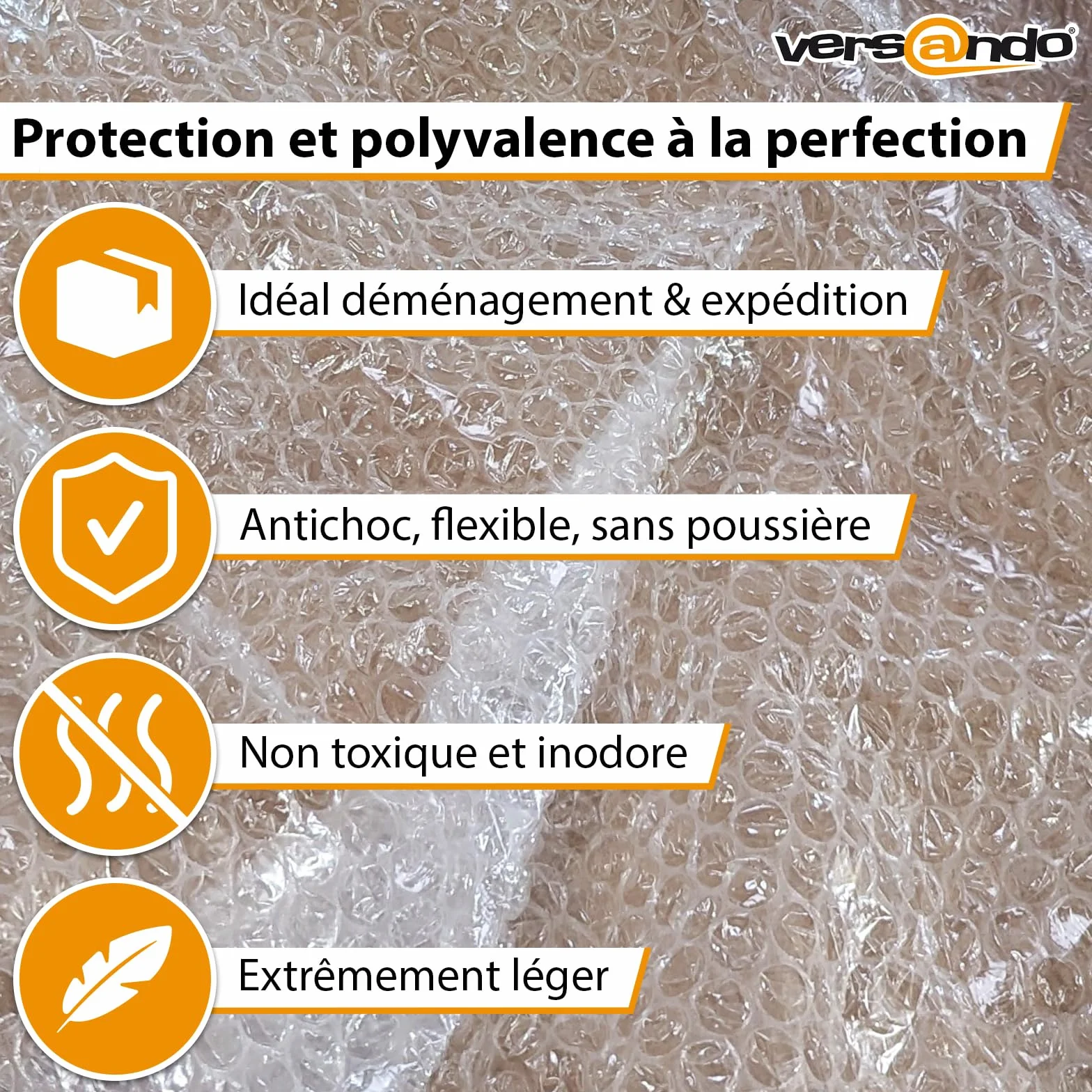 Versando Premium Film à Bulles 100m x 0,5m Rouleau à Deux Couches pour Emballage et Déménagement