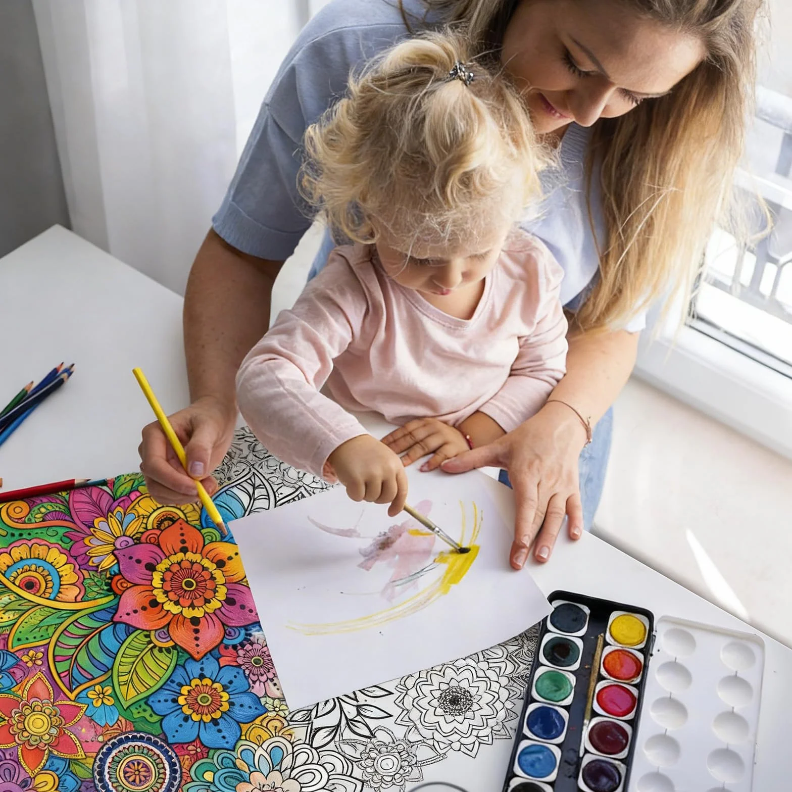 Penitue 2pcs Grandes Affiches de Coloriage Mandala 100x60cm pour Enfants Adultes Adolescents
