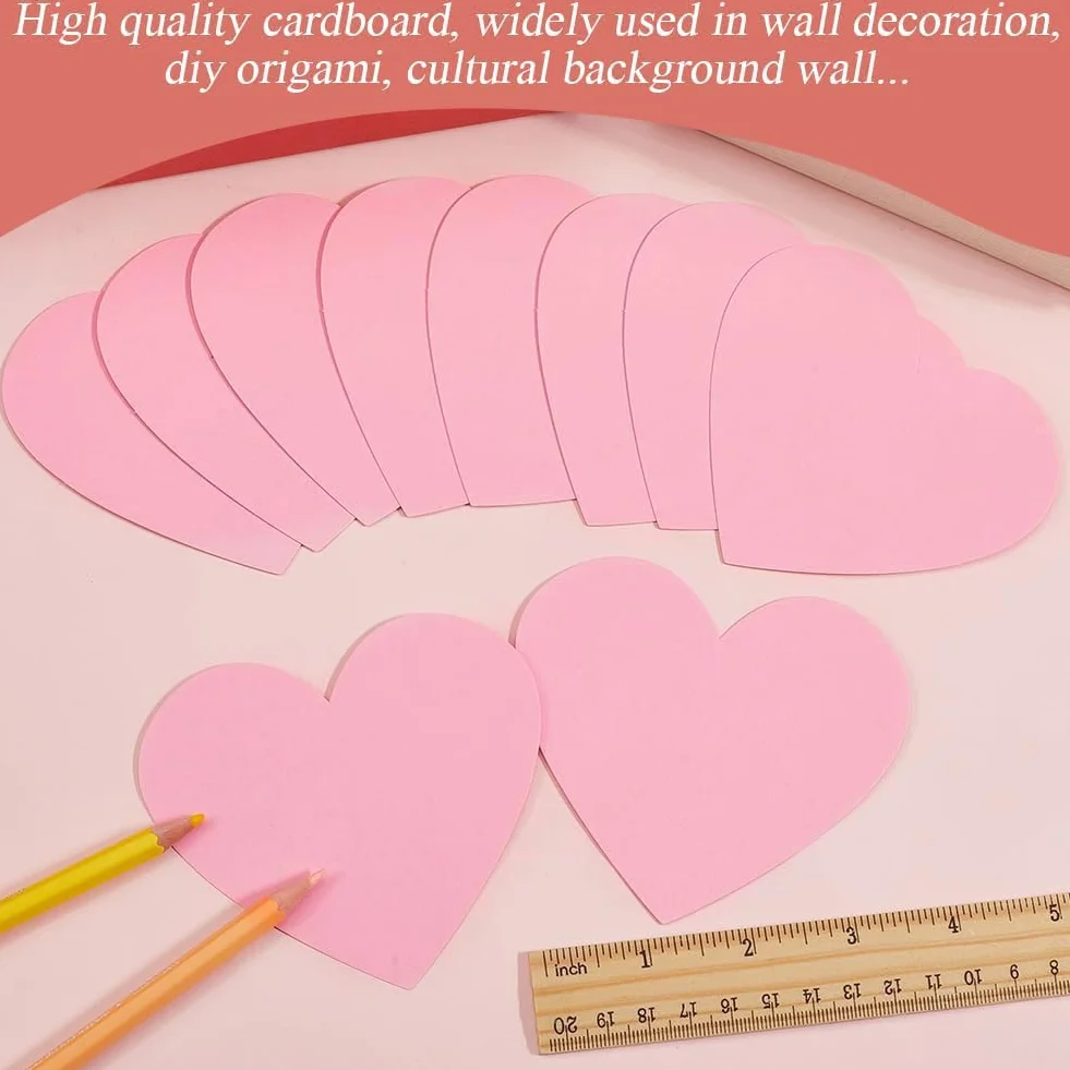 Cœur Rose en Papier Découpé 450cm 50 pièces Tableau D'Affichage Rubans Adhésifs Double Face Ronds Saint Valentin