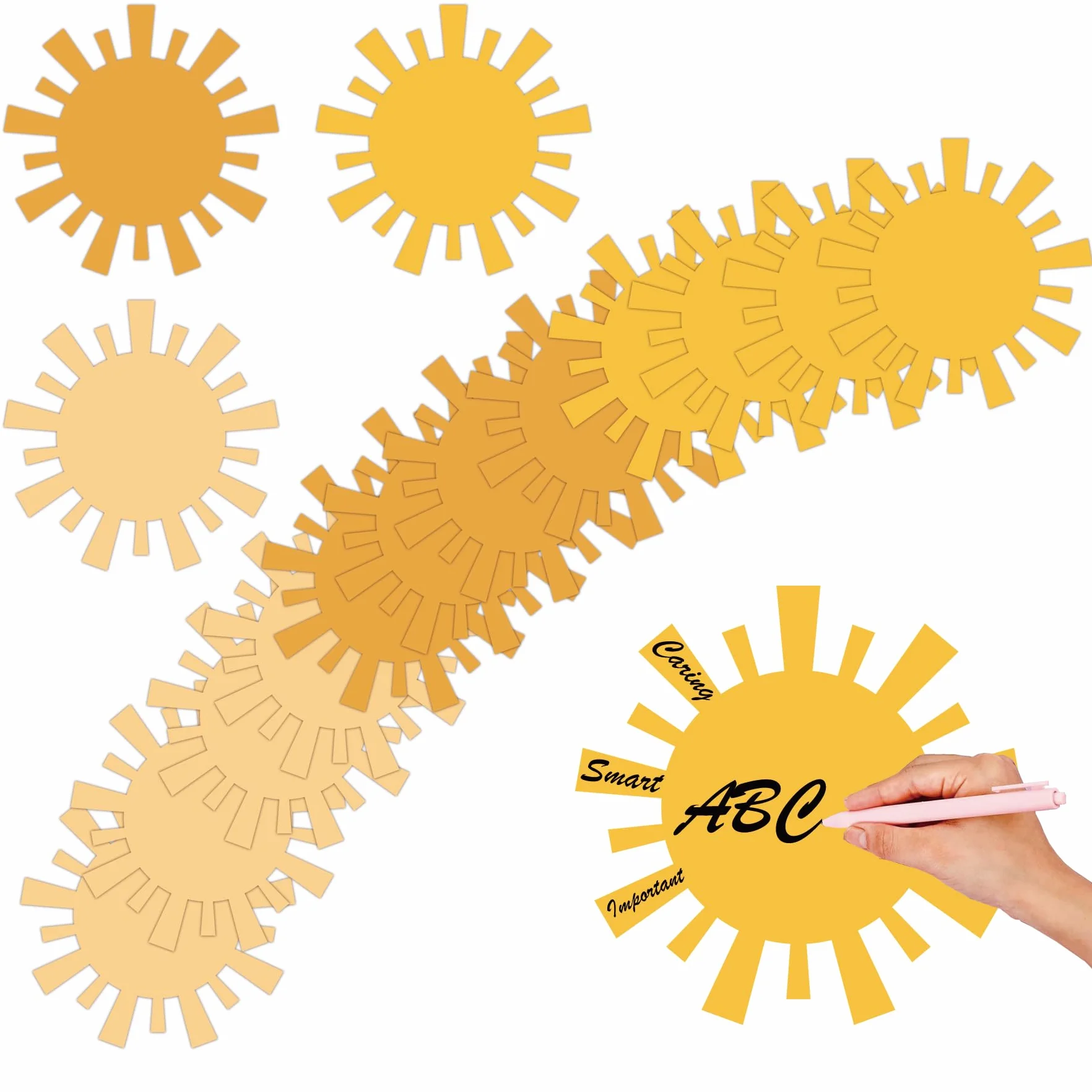 Lot de 120 cartes en forme de soleil 9,9 x 9,9 cm Décoration murale rétro fête prénatale