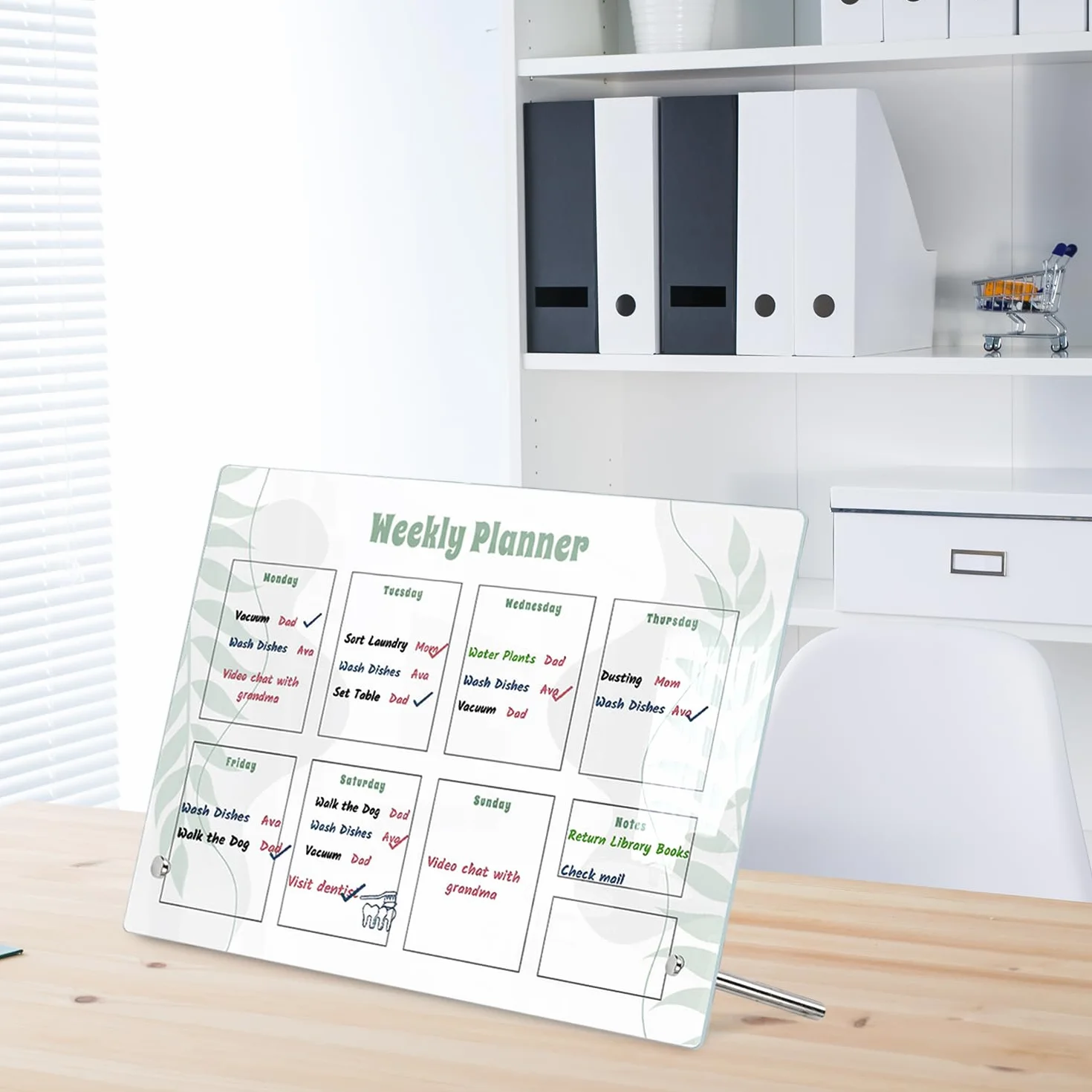 Semainier Planificateur Hebdomadaire Réutilisable Tableau Blanc Effaçable 20x30 cm