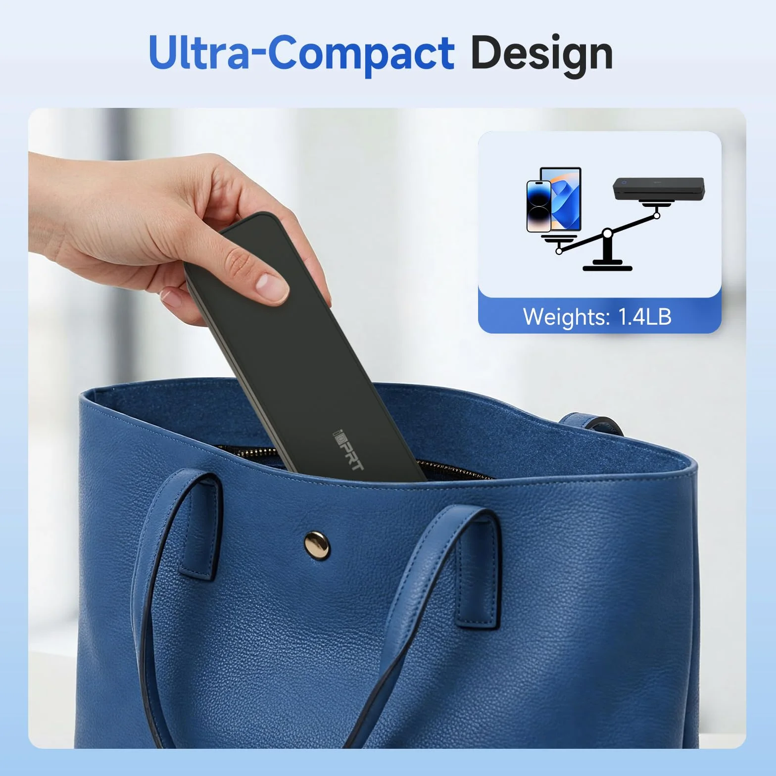 iDPRT Imprimante portable sans fil Bluetooth 21,6 x 27,9 cm compatible iOS Android ordinateur portable