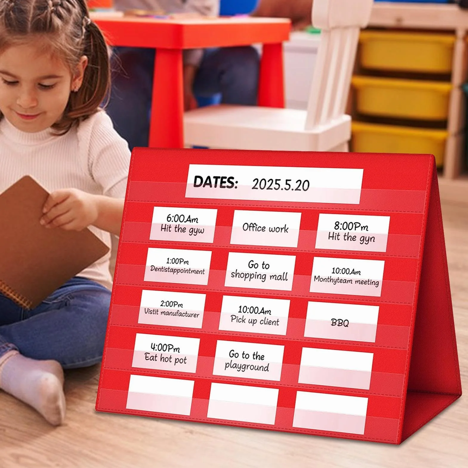 Tableau À Poches Compact Double Face Pliable - Présentoir De Table pour Apprentissage Phonétique, Lecture et Orthographe