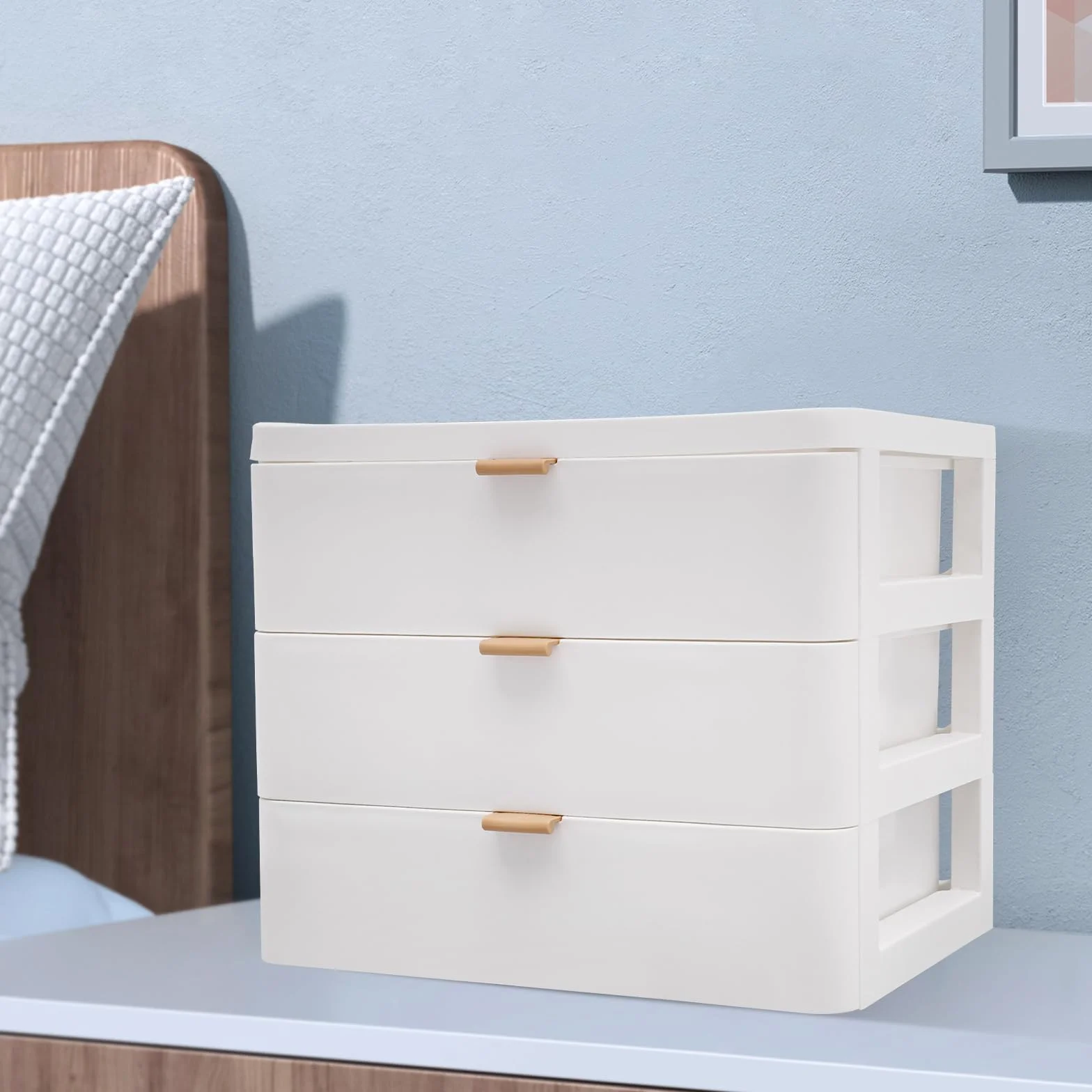 Organisateur de bureau 3 tiroirs blanc 26x20x22 cm empilable