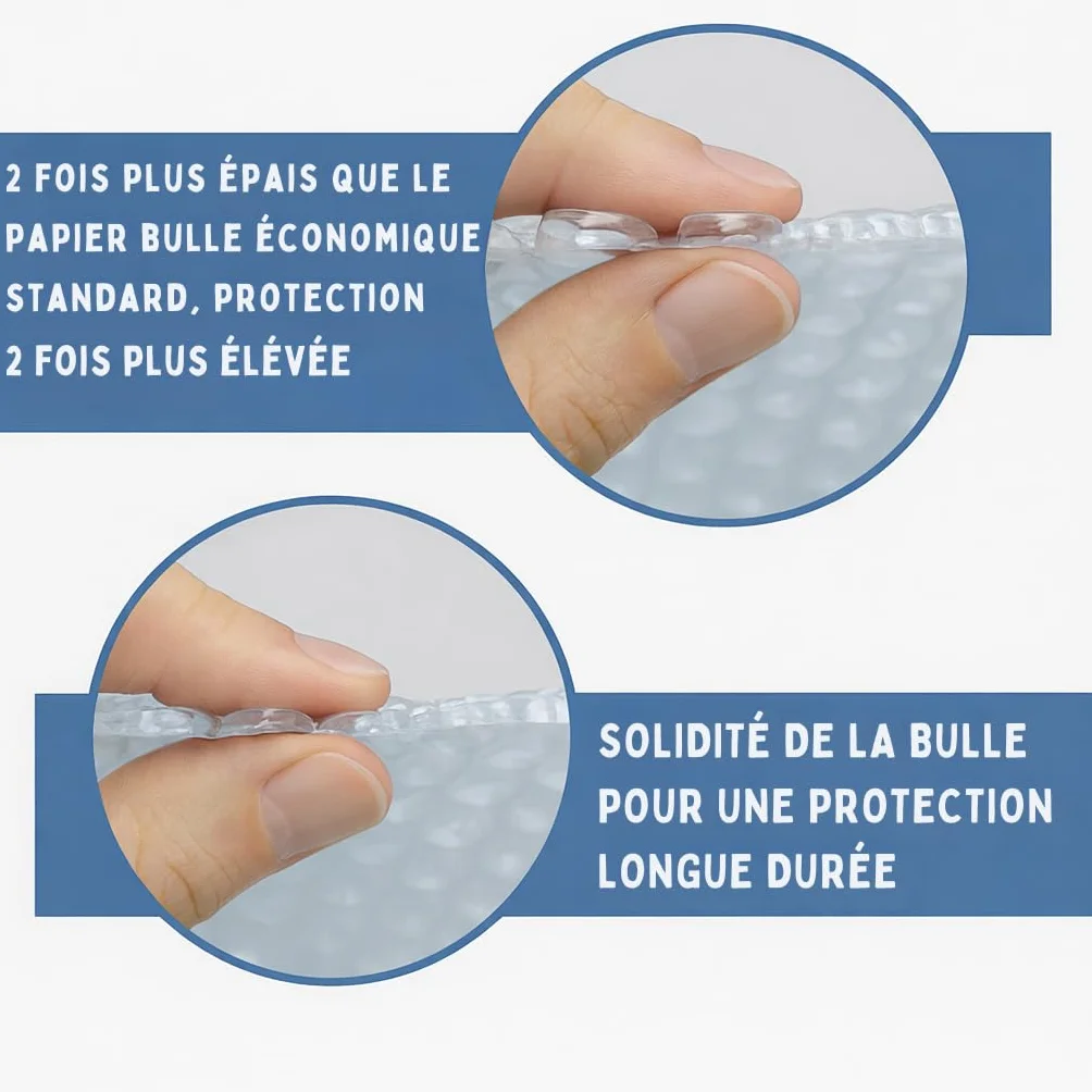 Rouleau Papier Film à bulles 20 m x 50 cm Fabriqué en France Papier Bulle Épaisseur Renforcée