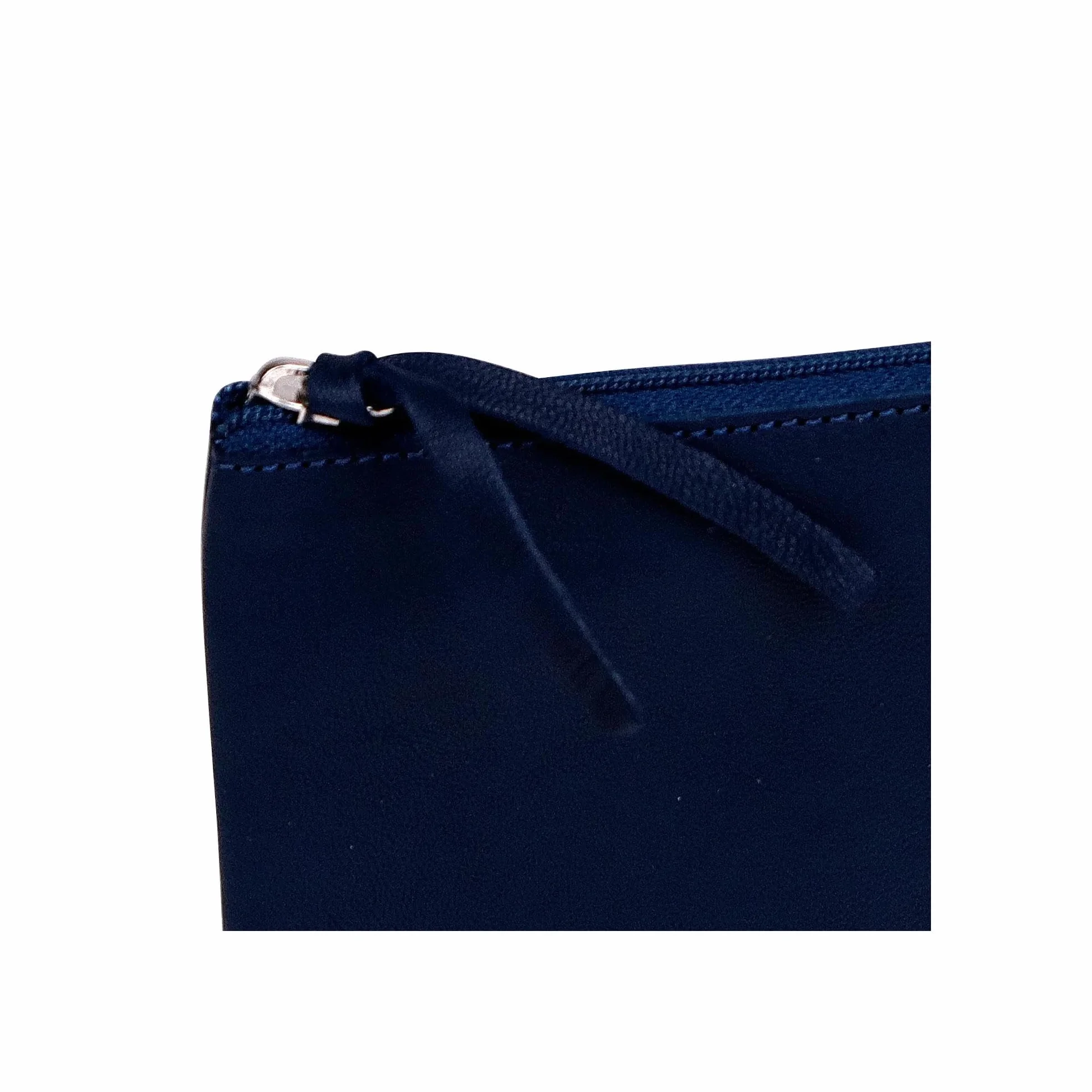 Clairefontaine Trousse Scolaire Plate Bleu foncé 22x11 cm Véritable Cuir d'Agneau Fourniture Scolaire