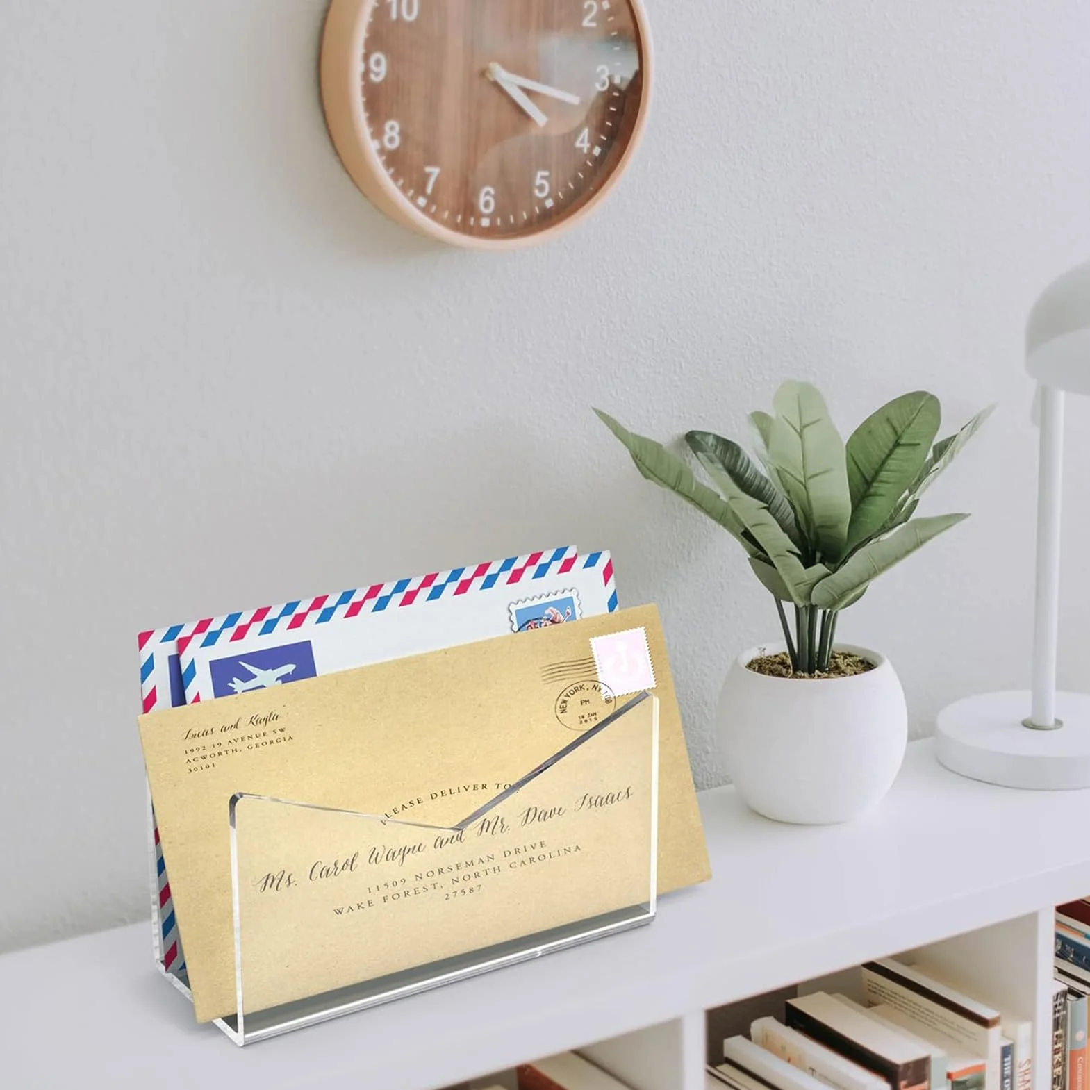 Organisateur de courrier acrylique portatif pour comptoir bureau école maison