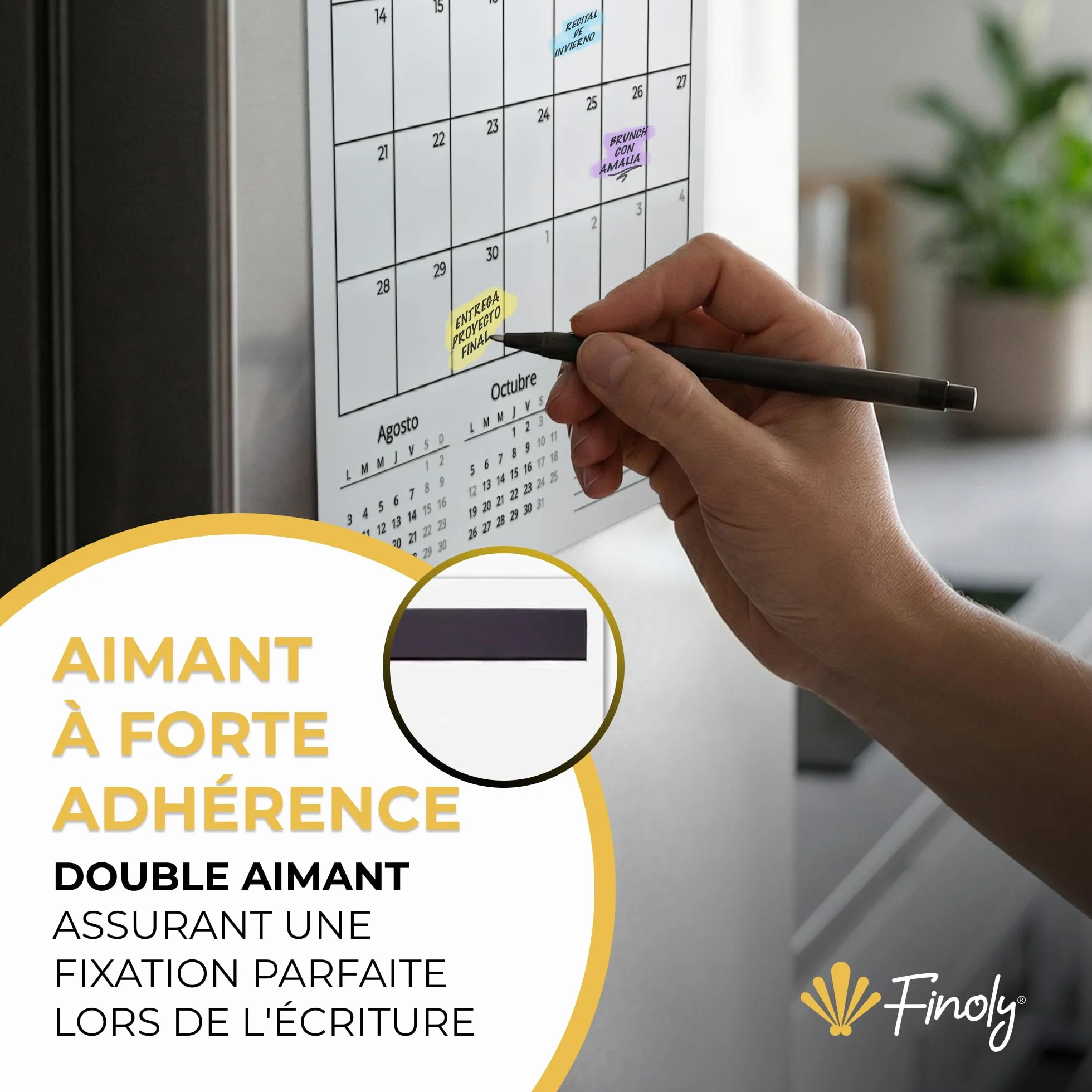 Calendrier Magnetique Frigo Vertical 2026-2027 18 Mois Français