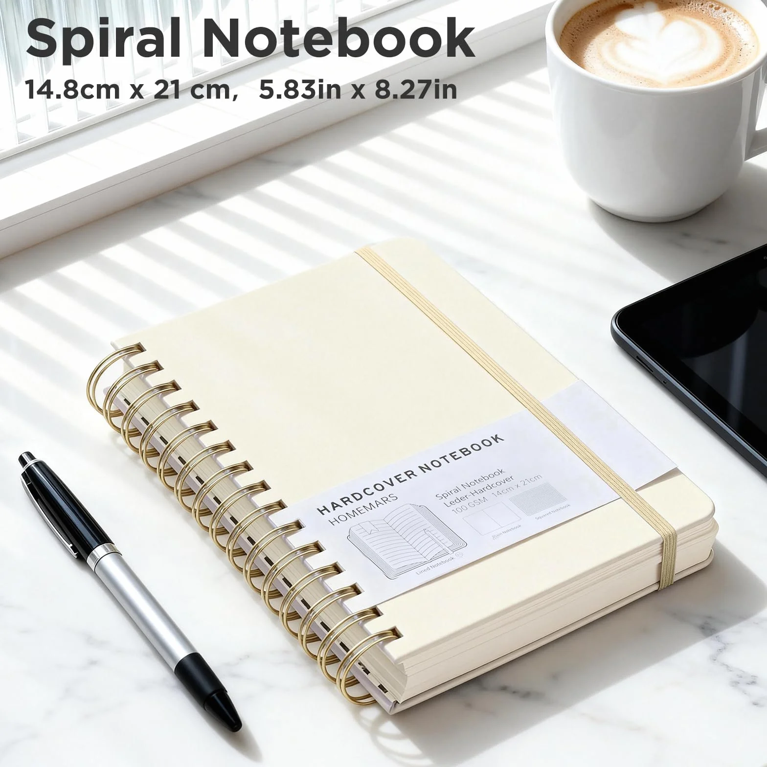Cahier A5 Quadrillé 300 Pages 100 g/m² 14,8 x 21 cm Couverture Cuir HOMEMARS