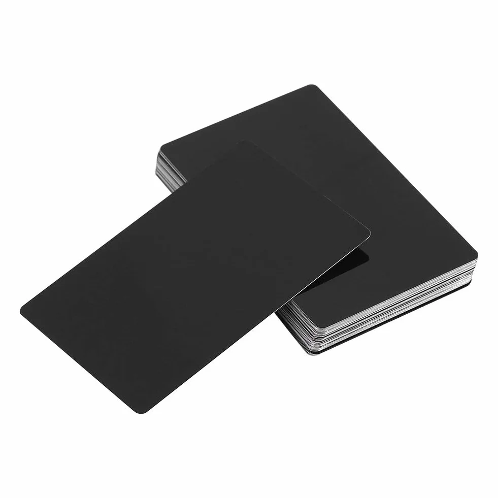 Cartes de visite en métal Blancs gravées 50Pcs Noir