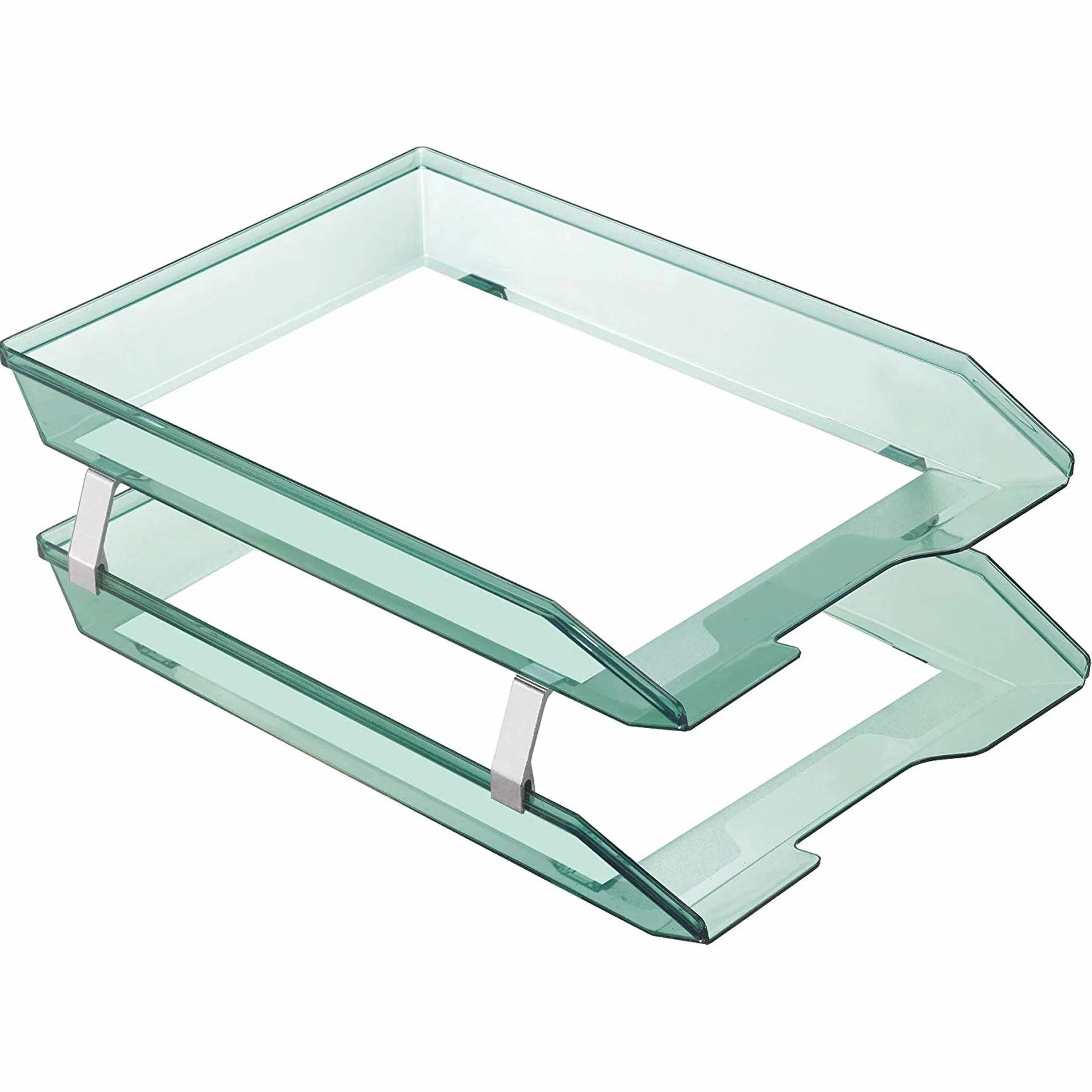 Acrimet Facility Bac à courrier 2 Niveaux Chargement Frontal Format Lettre A4 Organiseur Bureau Plastique Vert Clair