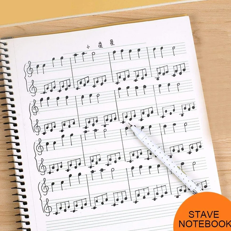 Dilwe 50 pages Cahier de manuscrit de notation musicale, piano noir