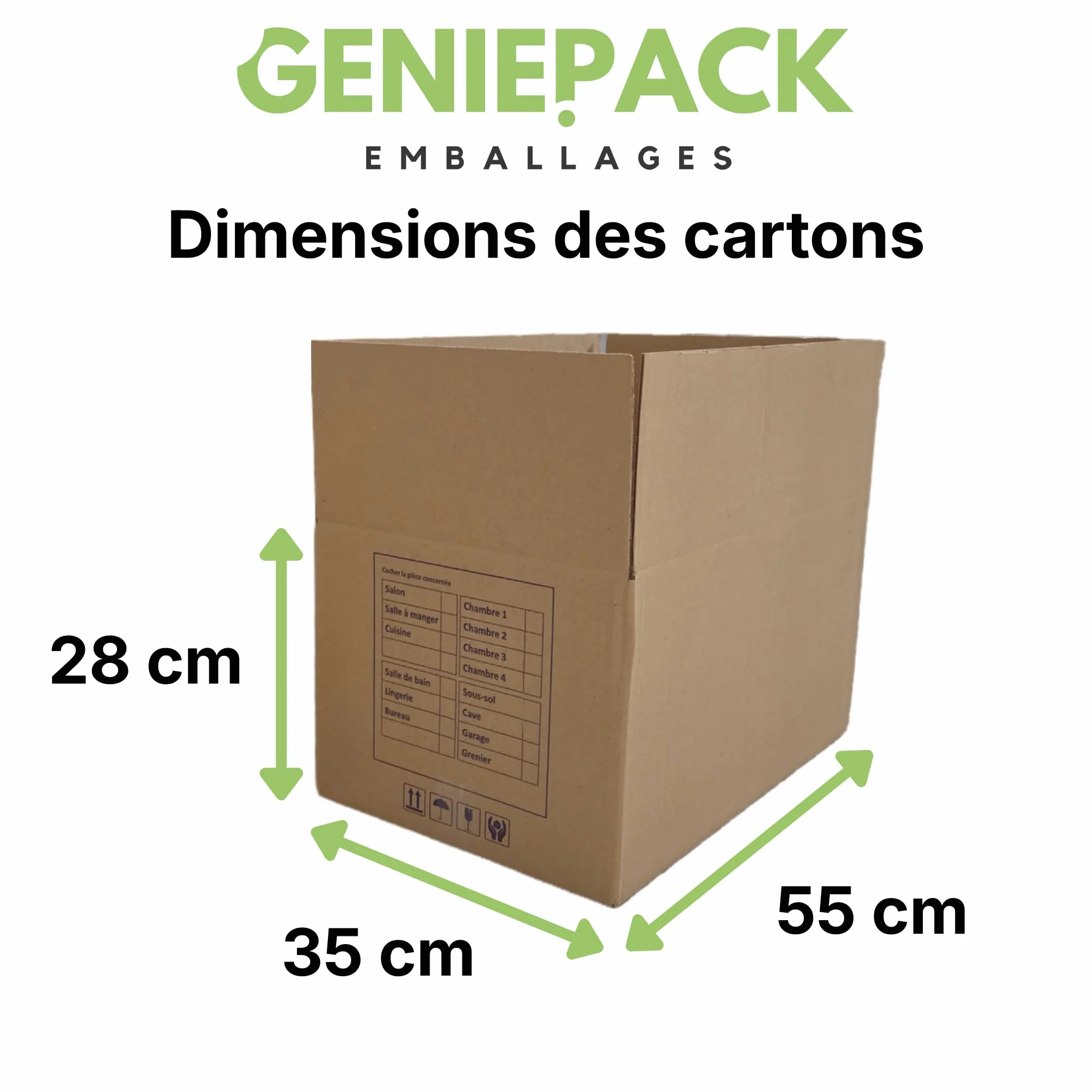 Kit Déménagement T1 Complet – 10 Cartons 54L Renforcés 4mm + Rouleau Bulle 50cm x 20m + Feutre + 10 Étiquettes Fragile – Pack Studio & Étudiant