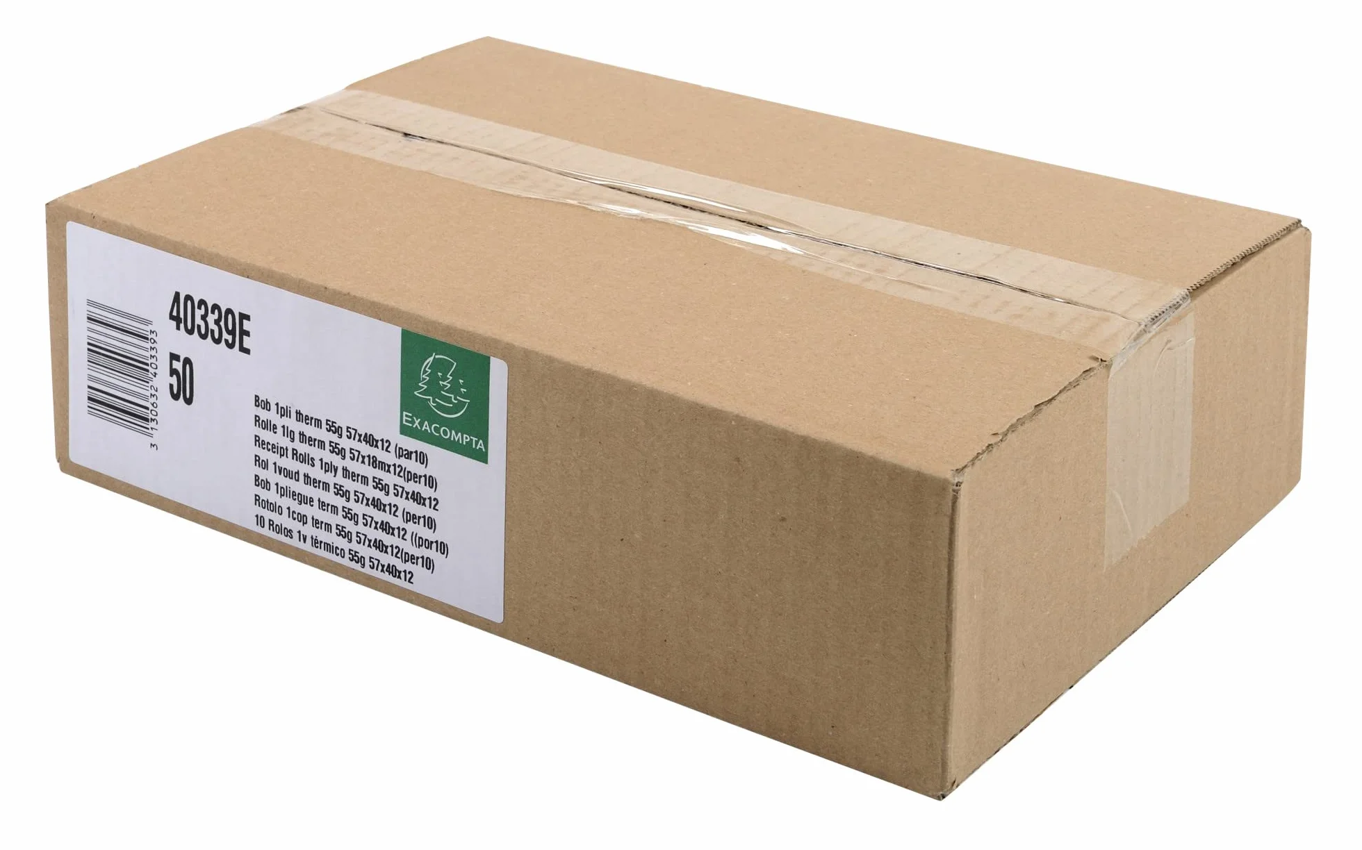 Exacompta Bobines pour tickets carte bancaire 57x40 mm thermique 55g/m² 18 m Blanc