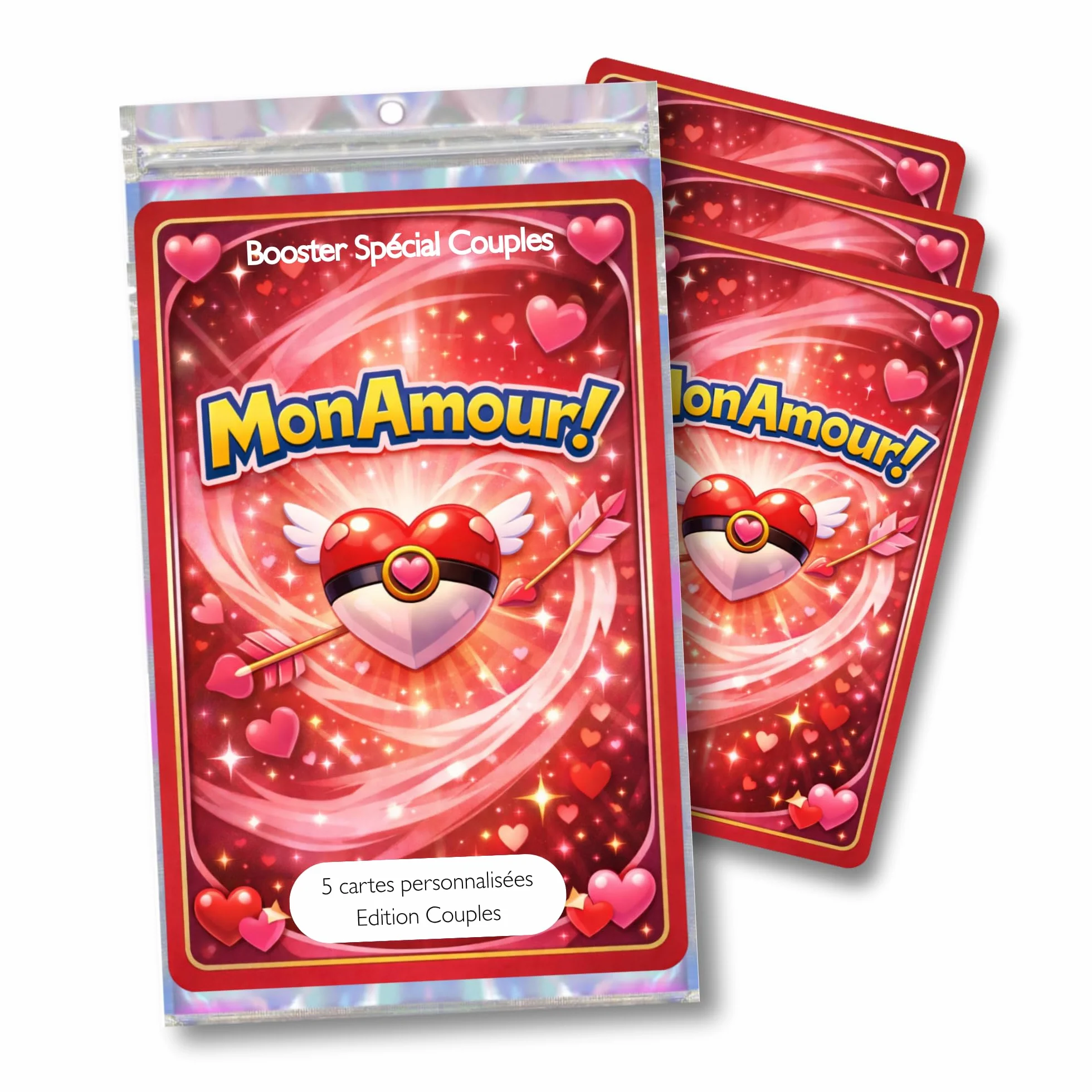 Booster Spécial Couples – 5 Cartes Photo Style Jeu à Collectionner – Cadeau Anniversaire Original