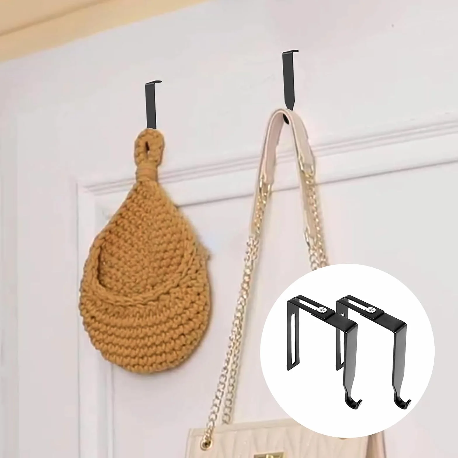 Lot de 6 crochets muraux réglables en métal haute résistance pour miroir de porte 3,5-8,9 cm