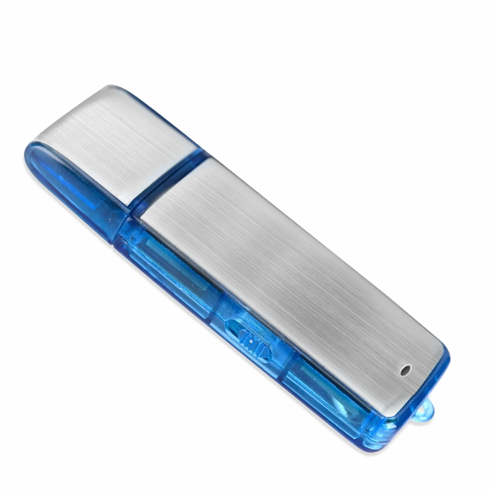 Podazz Mini enregistreur vocal numérique 16 Go 90 heures activation sonore rechargeable USB boîtier métal bleu