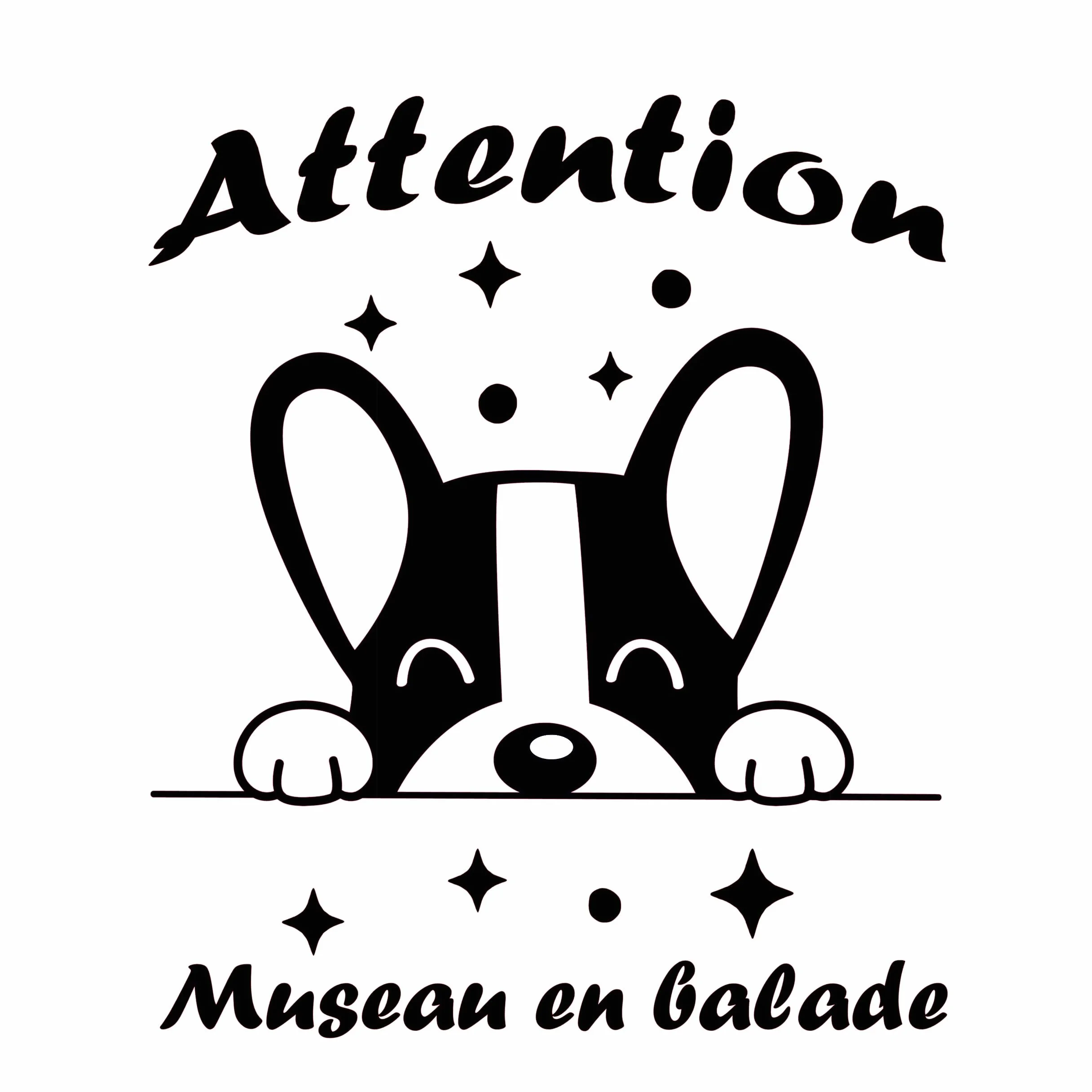 Autocollant Chien à Bord Attention Museau en Balade – Décoration Vinyle Humour pour Voiture
