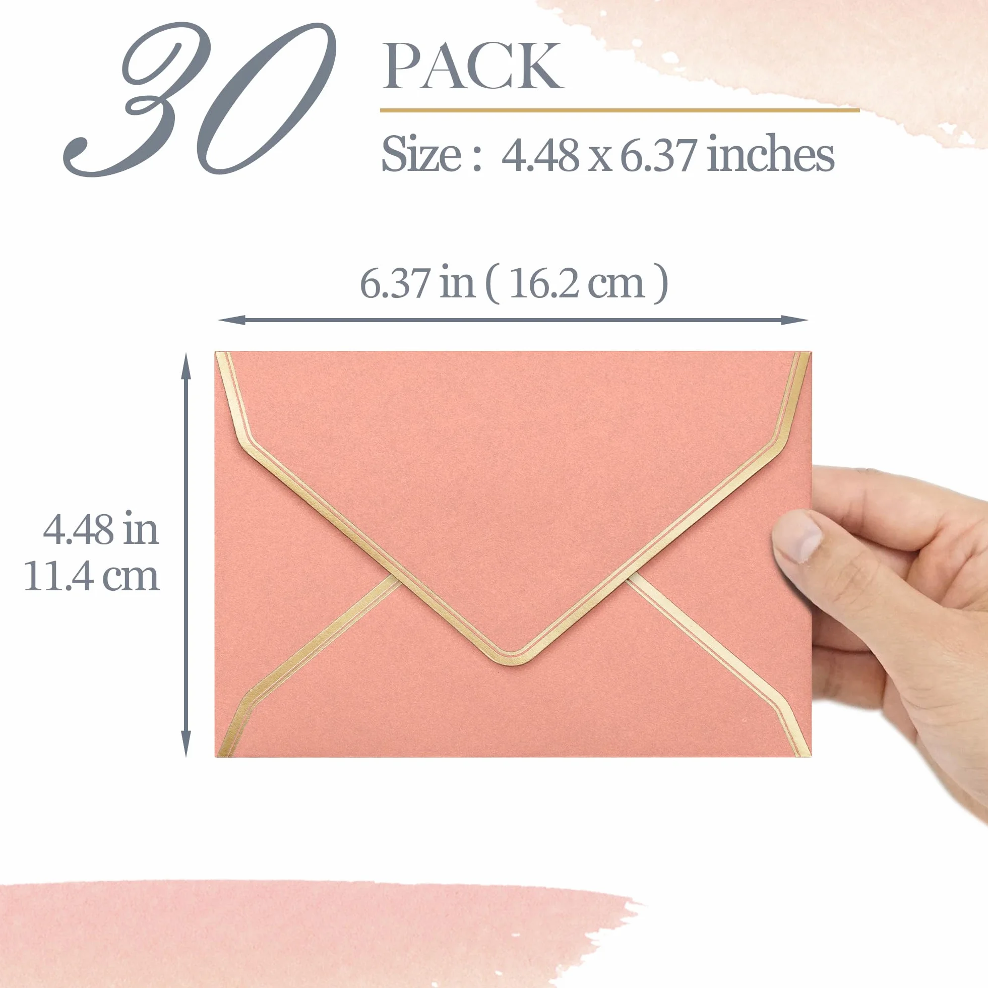 Enveloppes C6 Lot de 30 A6 Liseré Doré 114 x 162 mm 6 Couleurs Pastel