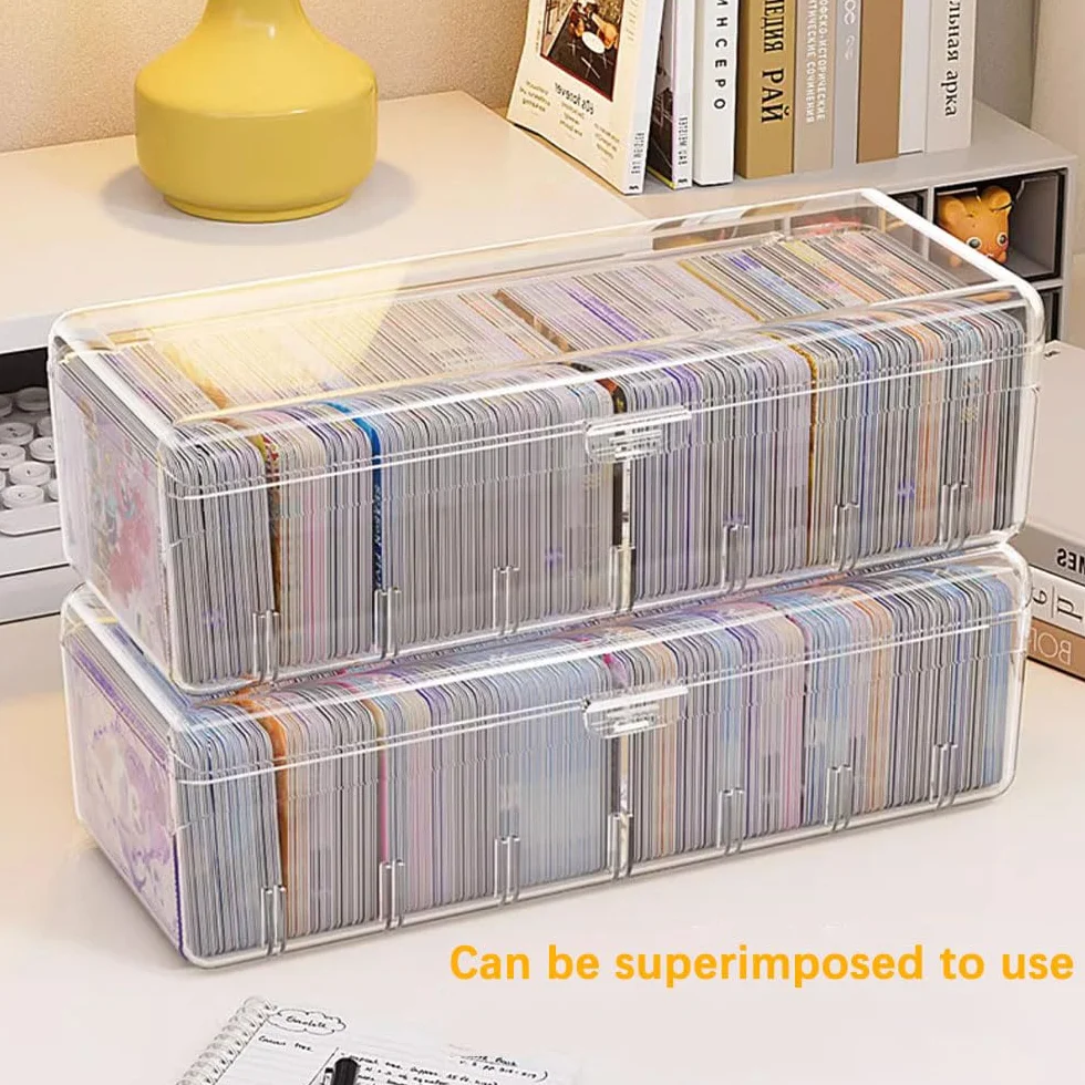 Organiseur Transparent avec Diviseurs Amovibles pour Cartes de Révision - 24,8 x 10 x 7,5 cm