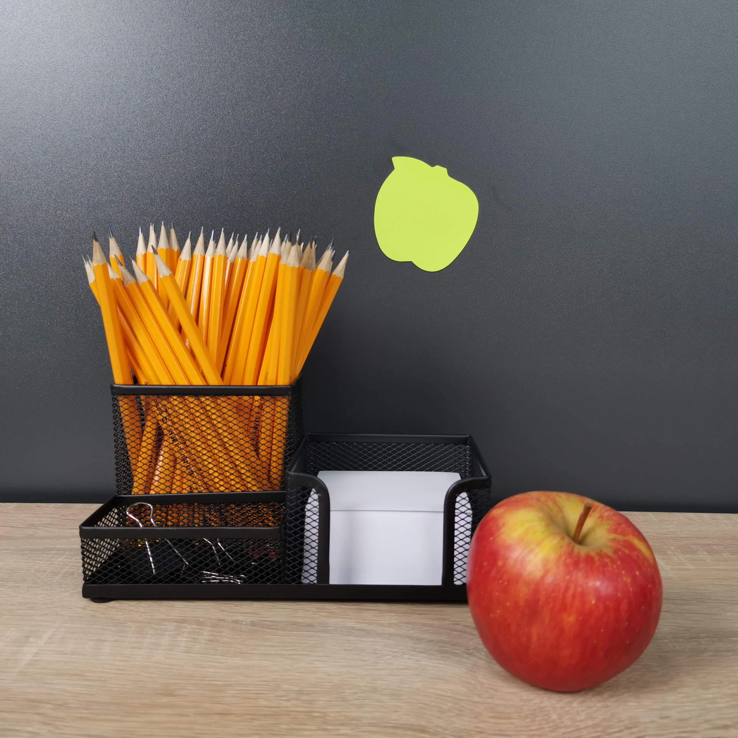 Organiseur de Bureau Métal Pot à Crayons Porte-Notes Maille 205 x 103 x 98 mm Noir