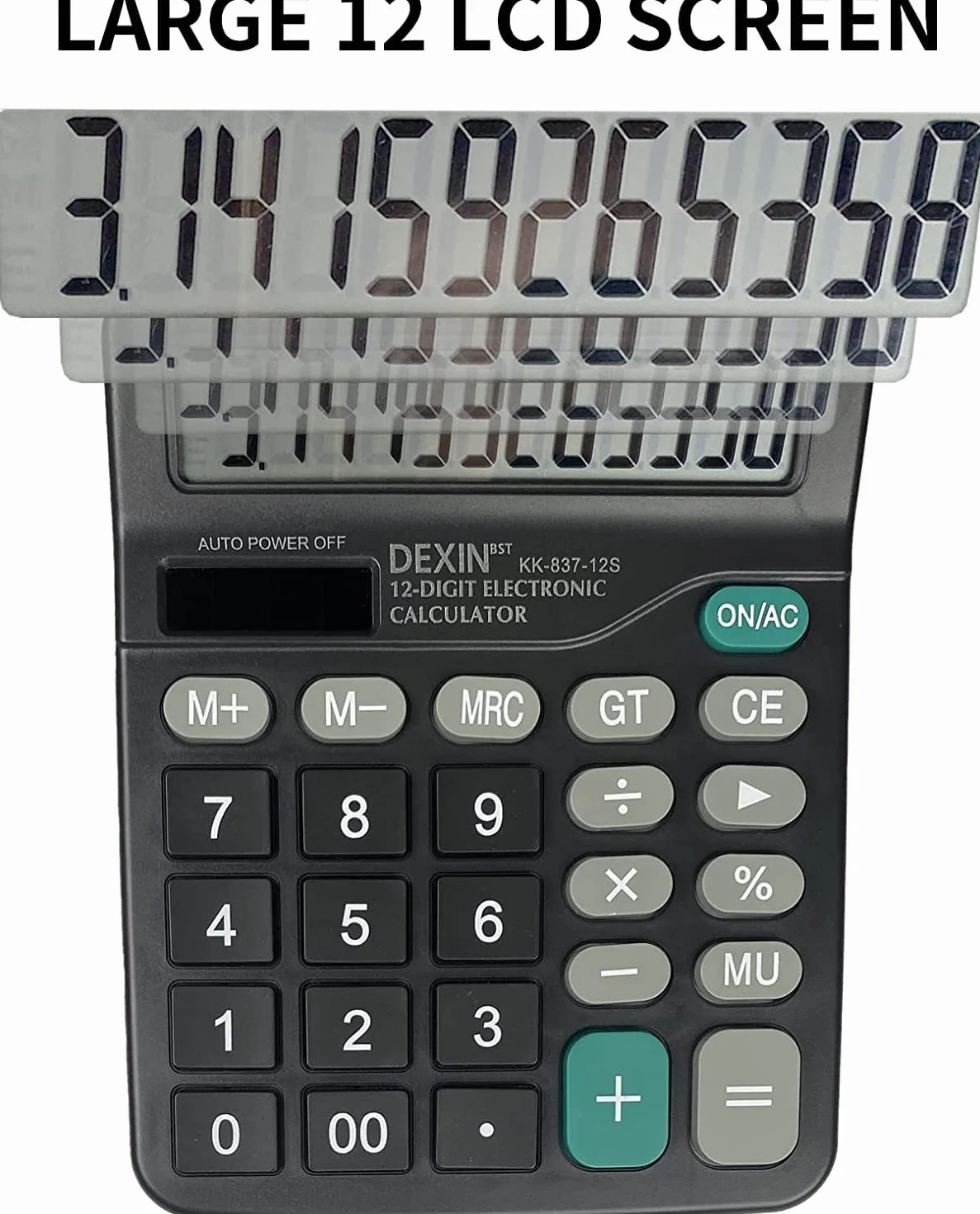 Calculatrice de Bureau Solaire Grand Boutons Écran LCD 12 Chiffres Nior