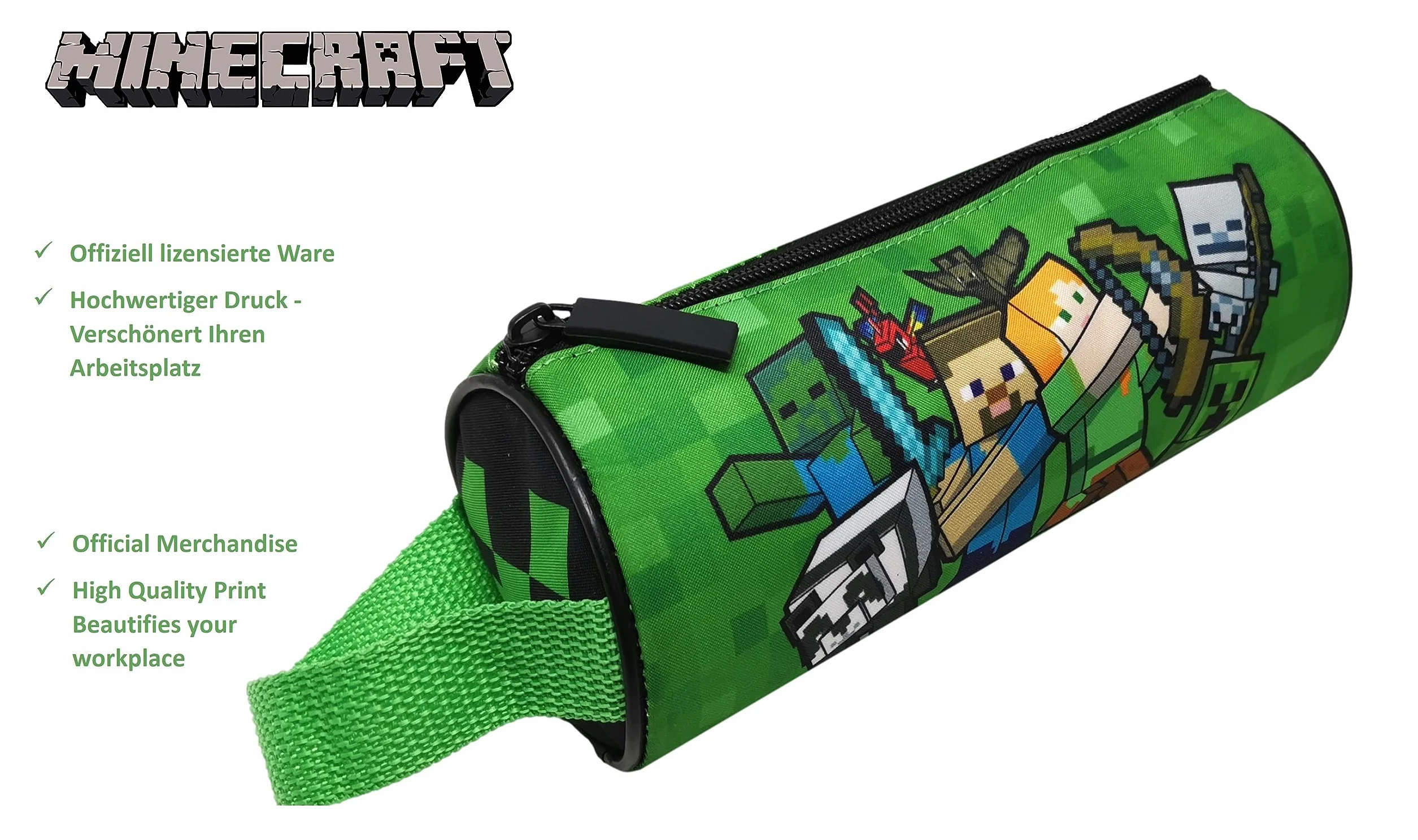 Theonoi Minecraft Trousse à crayons enfant Creeper vert 22 x 9 cm