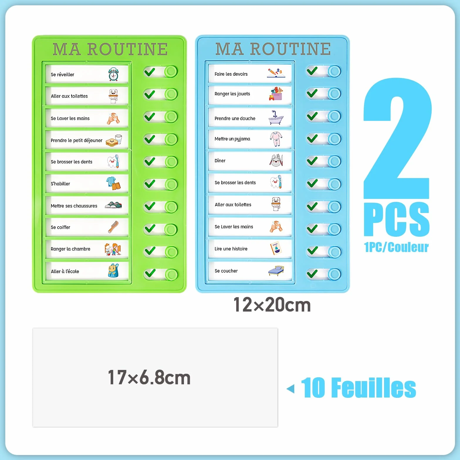 Tableaux Routine Enfant Liste Planning Tâches à Faire To Do List Réutilisable 10 Feuilles Papiers Vierges DIY