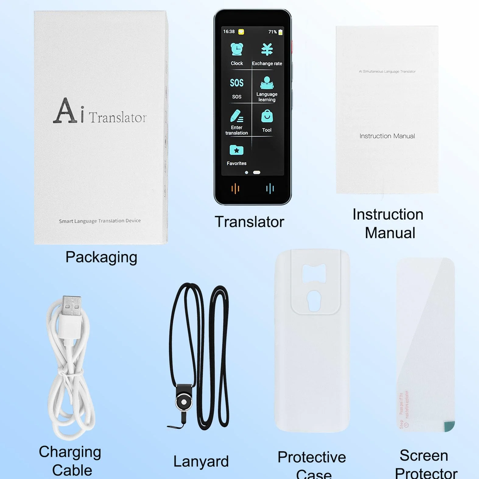 Appareil de Traduction AI Intelligent 142 Langues, Traduction Hors Ligne et Bidirectionnelle Instantanée, Cadeau Voyage (Gris-Gun)