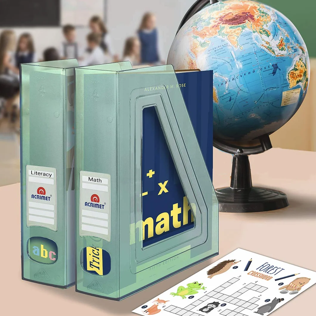Acrimet Porte-Revues Support Durable Organisateur Dossiers Bureau Plastique Vert Transparent Lot de 2