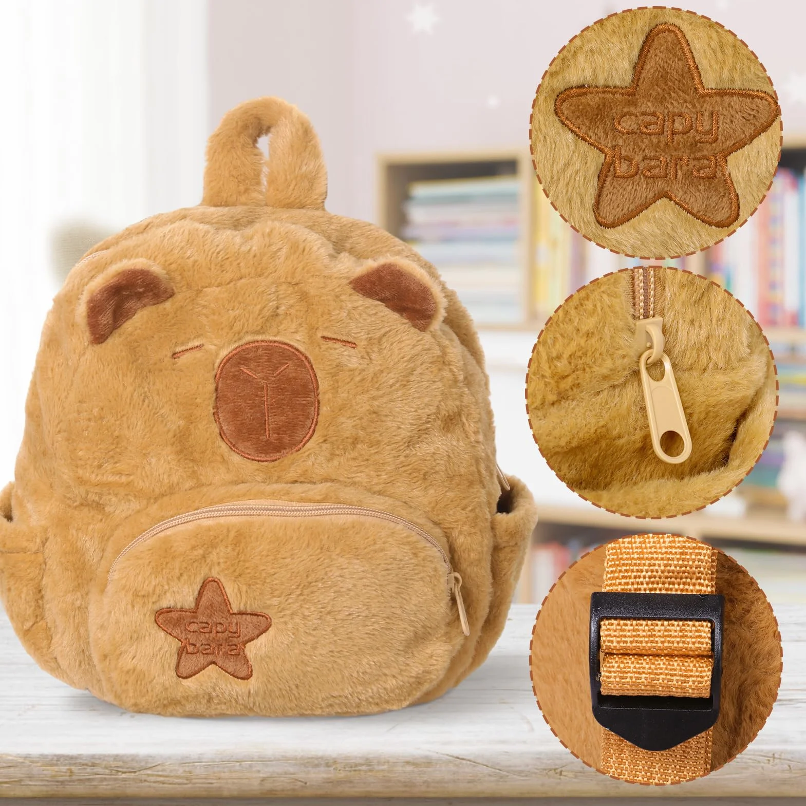 Cartable Scolaire Capybara Peluche Ensemble de Papeterie Sac à Dos Cadeau pour Fille 2-8 Ans