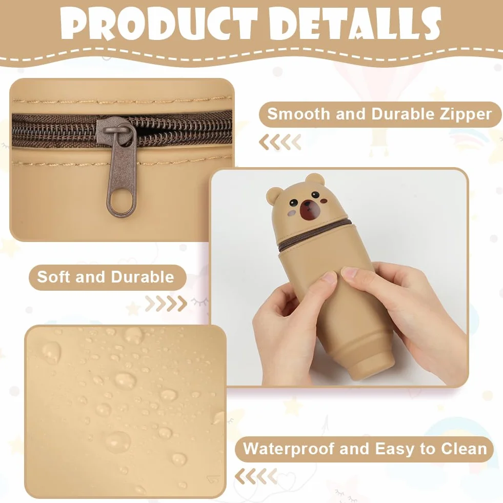 Vicloon Trousse Scolaire 2 en 1 Silicone Souple Rétractable Télescopique Kawaii
