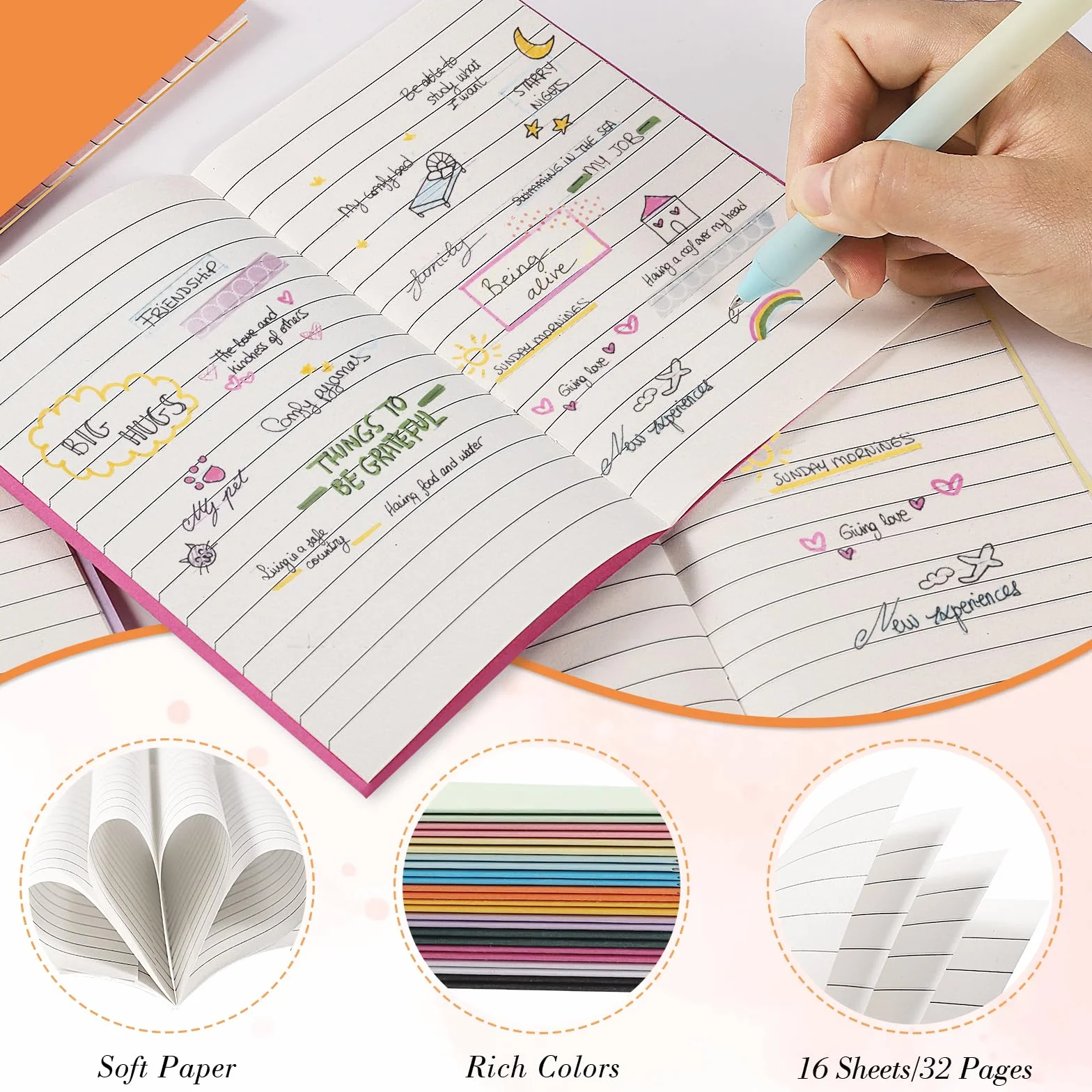 Yoosso Lot de 24 mini cahiers 32 pages bloc-notes de poche 14 x 8,9 cm