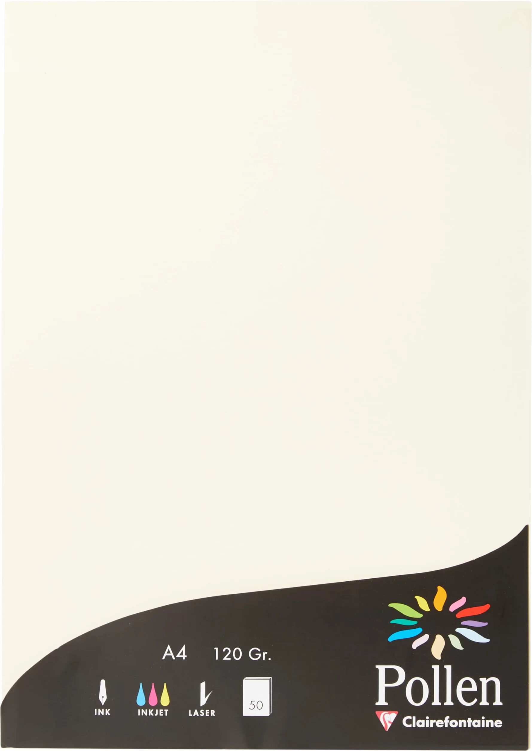 Clairefontaine 4204C Étui 50 Feuilles Papier A4 120g/m² Ivoire Pollen Premium Lisse