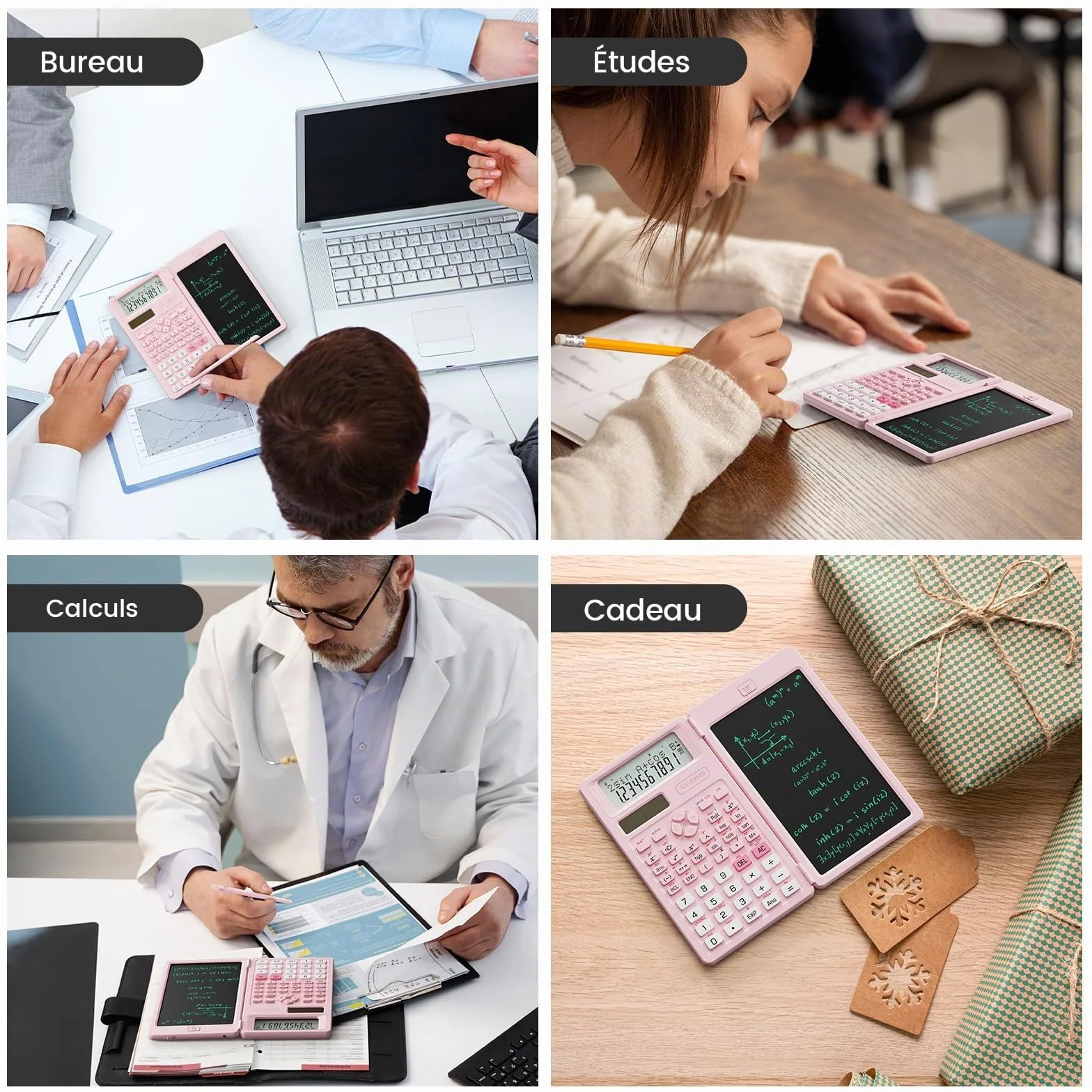 NEWYES Calculatrice Scientifique 82MS 240 Fonctions Tablette d'Écriture Stylo Inclus 2 Lignes Noir