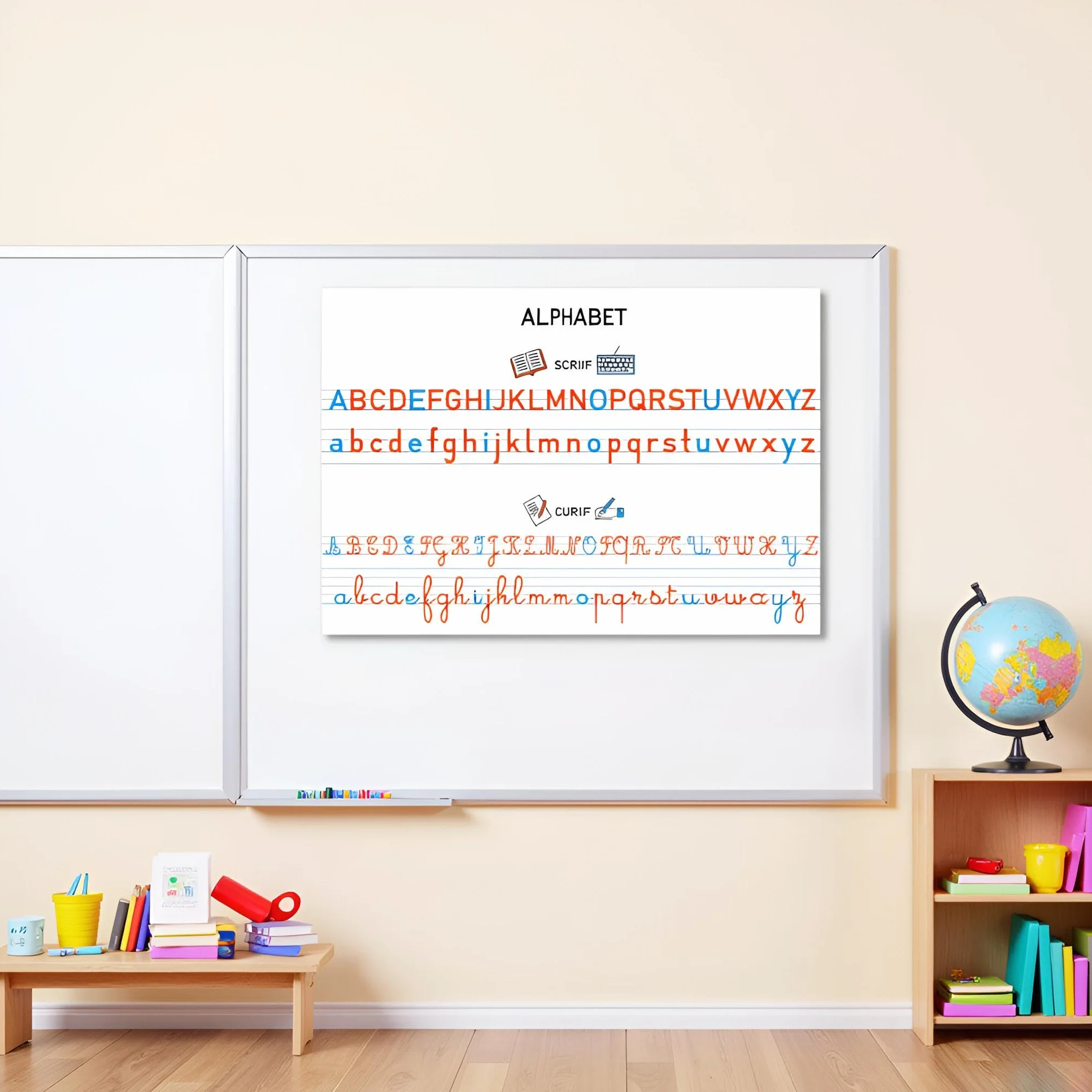 Affiches Pédagogiques A3 Alphabet Cursive Script Capitales 42x30 cm Pack de 3 Support Éducatif