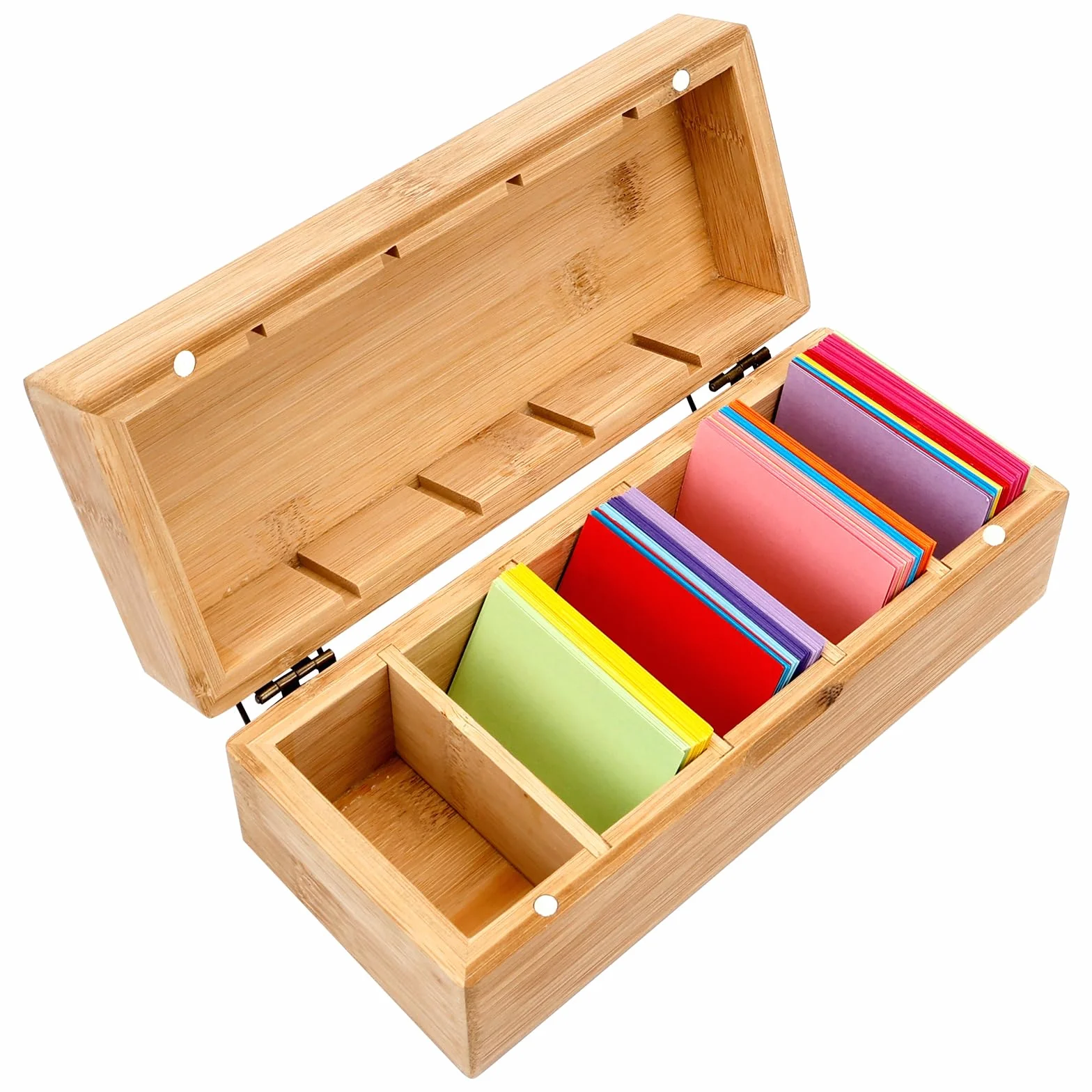 Dadabig Boîte à Fiches en Bois A8 5 Compartiments 800 Cartes 22,5 x 9 x 8 cm