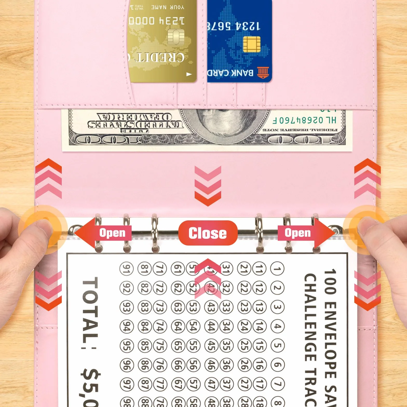 Enveloppe Budget A5 Planificateur 100 Défis d'Épargne pour Couples Rose
