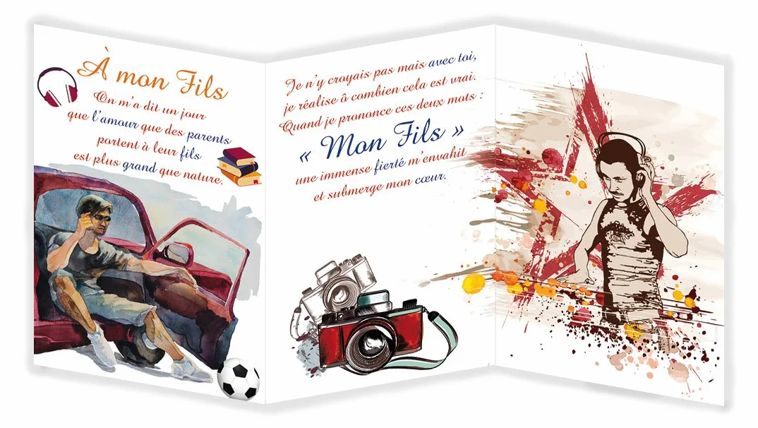 Carte 3 Volets A mon Fils Je t'Aime