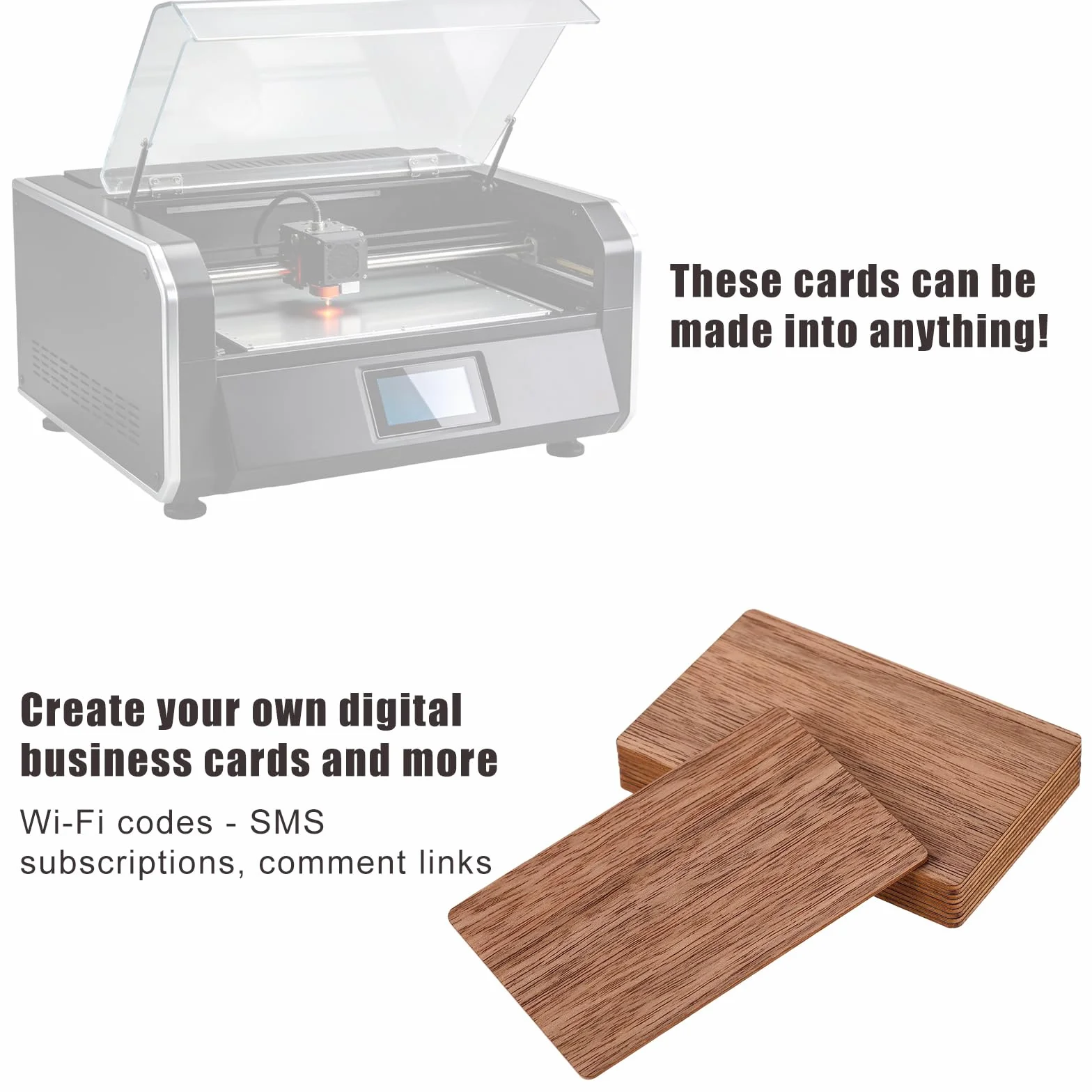 Cartes NFC NTAG215 Noyer Bois Gravure Vierge Réinscriptible 10pcs