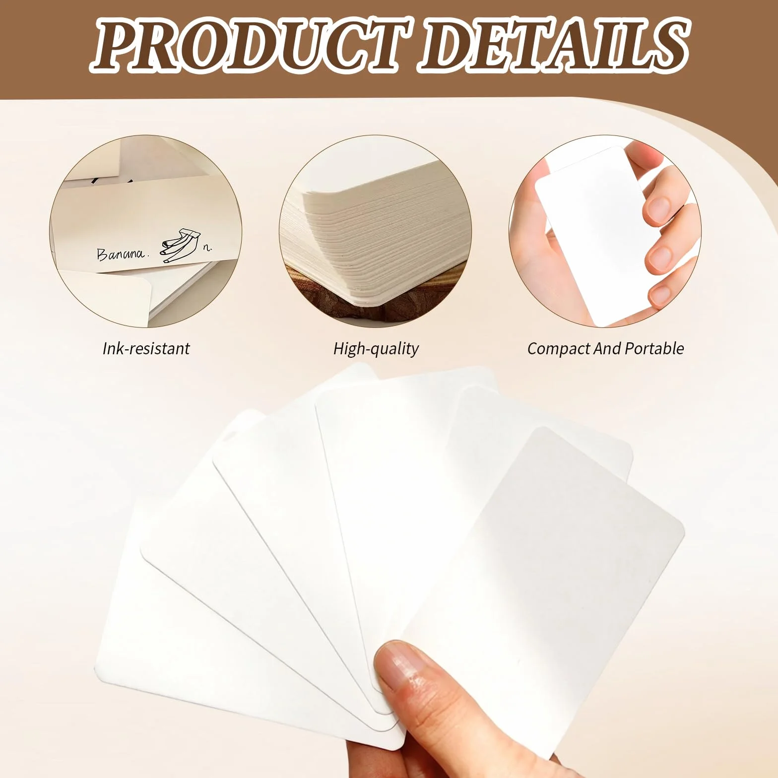 Carte de Visite Personnalisée en Papier Kraft Blanc 200 Pcs 8.5 x 5.5 cm Carte Vierge pour Écrire un Mot