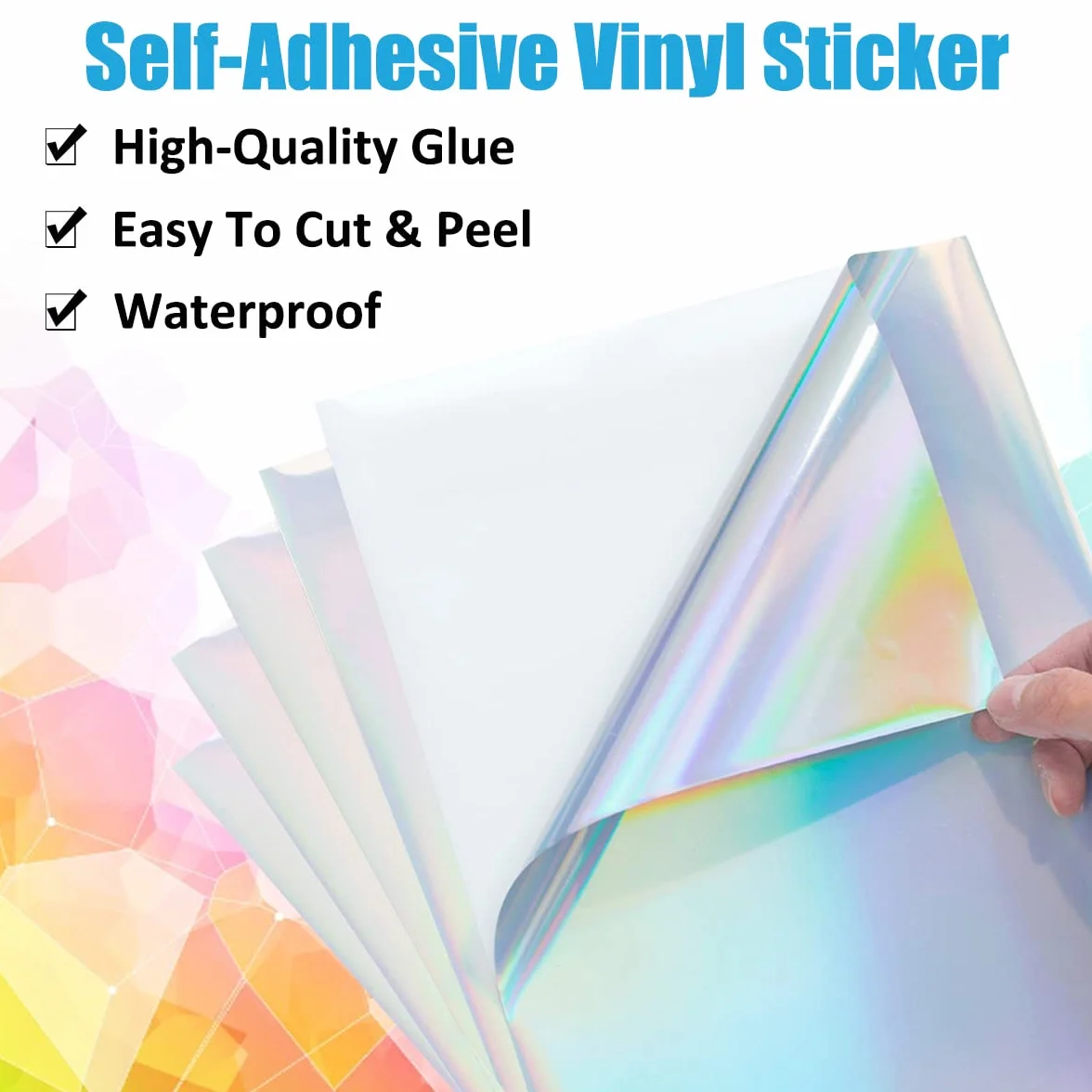 Papier autocollant holographique imprimable A4 30 feuilles 6 motifs imperméable