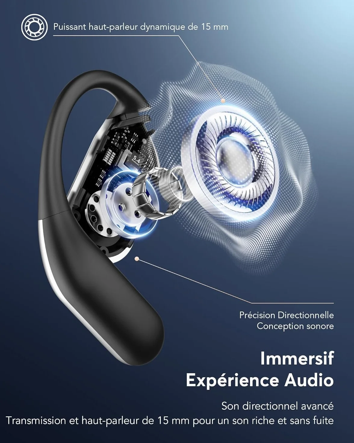 Oreillette de Traduction Instantanée 3 en 1, Bluetooth 6.1, 198 Langues, 80 Heures Autonomie