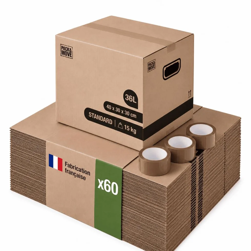 Cartons déménagement stockage livres 40 x 30 x 30 cm Poignées renforcées Lot 60