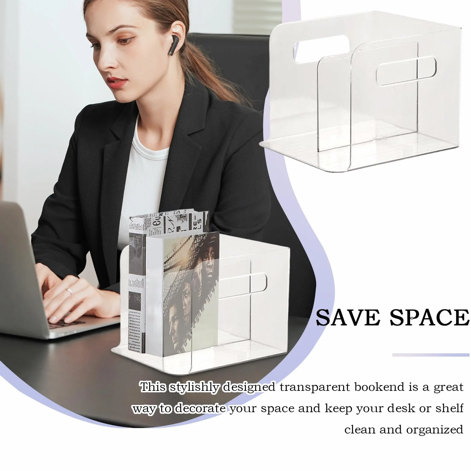 Porte Documents Acrylique Transparent 2 Compartiments Organiseur Bureau Vertical